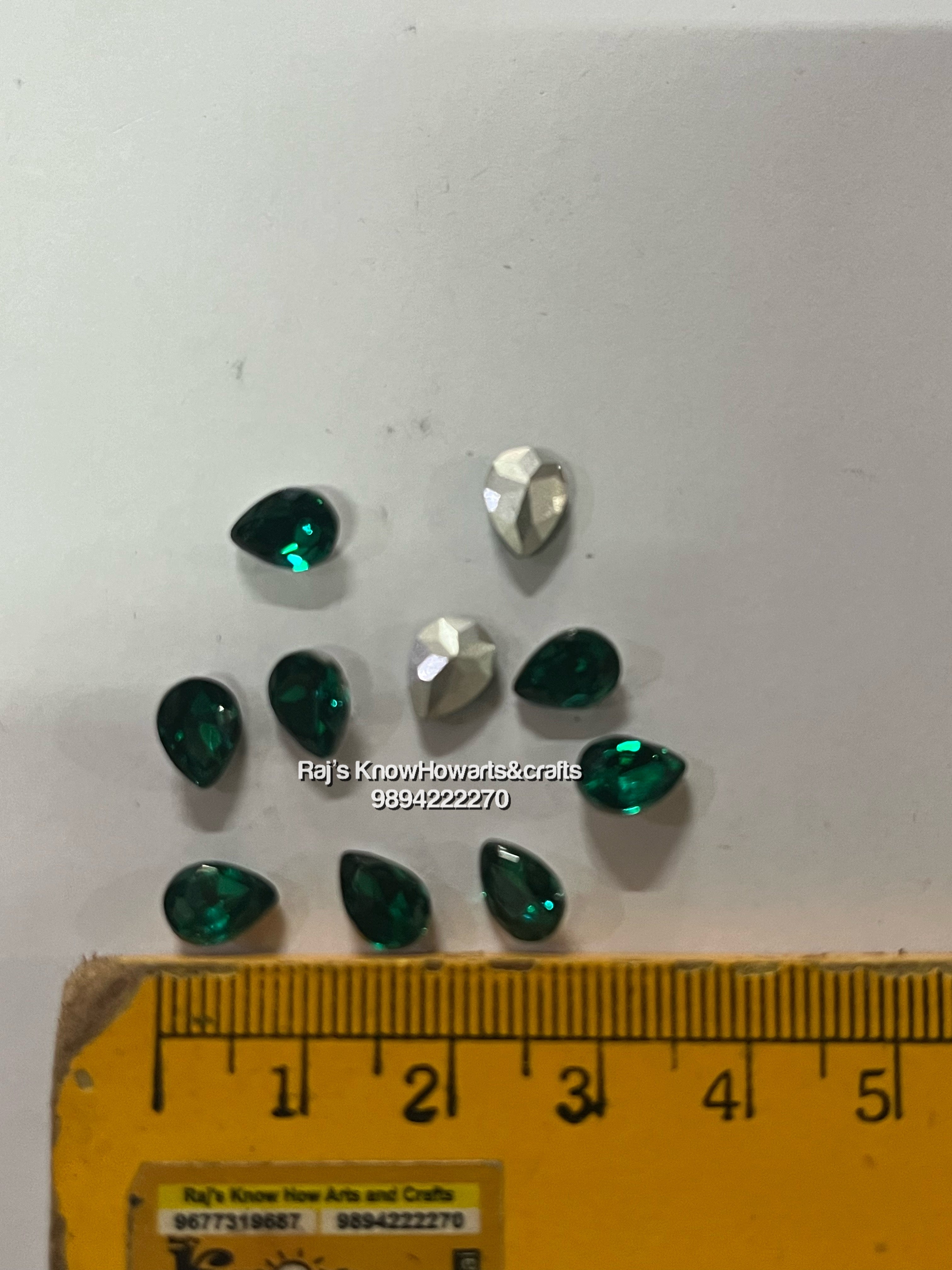 8x6 green Thilakam Tanjore Painting American diamond stones-10 stones in a pack