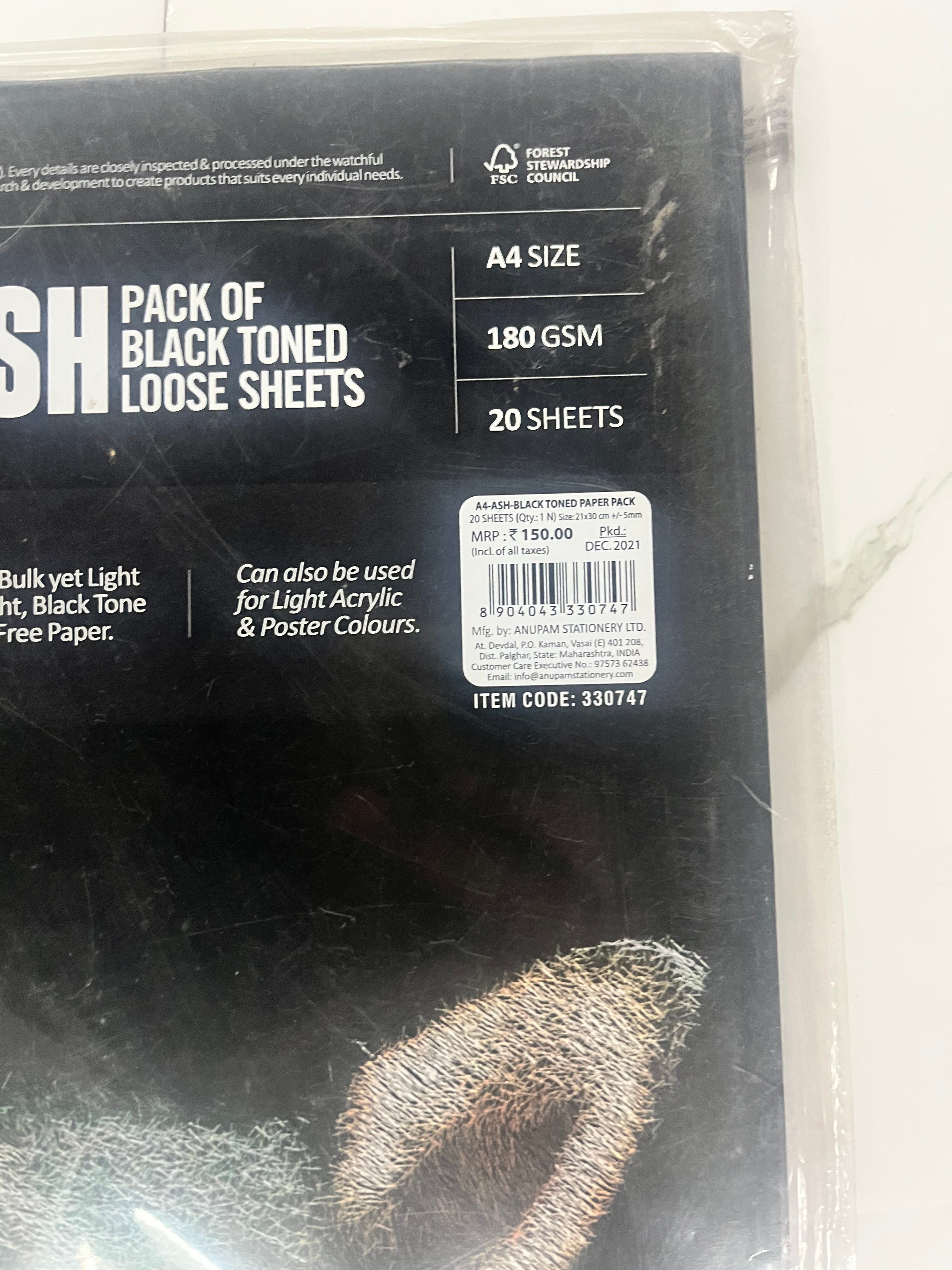 Scholar ASH pack of black toned-20 sheets 180 gsm