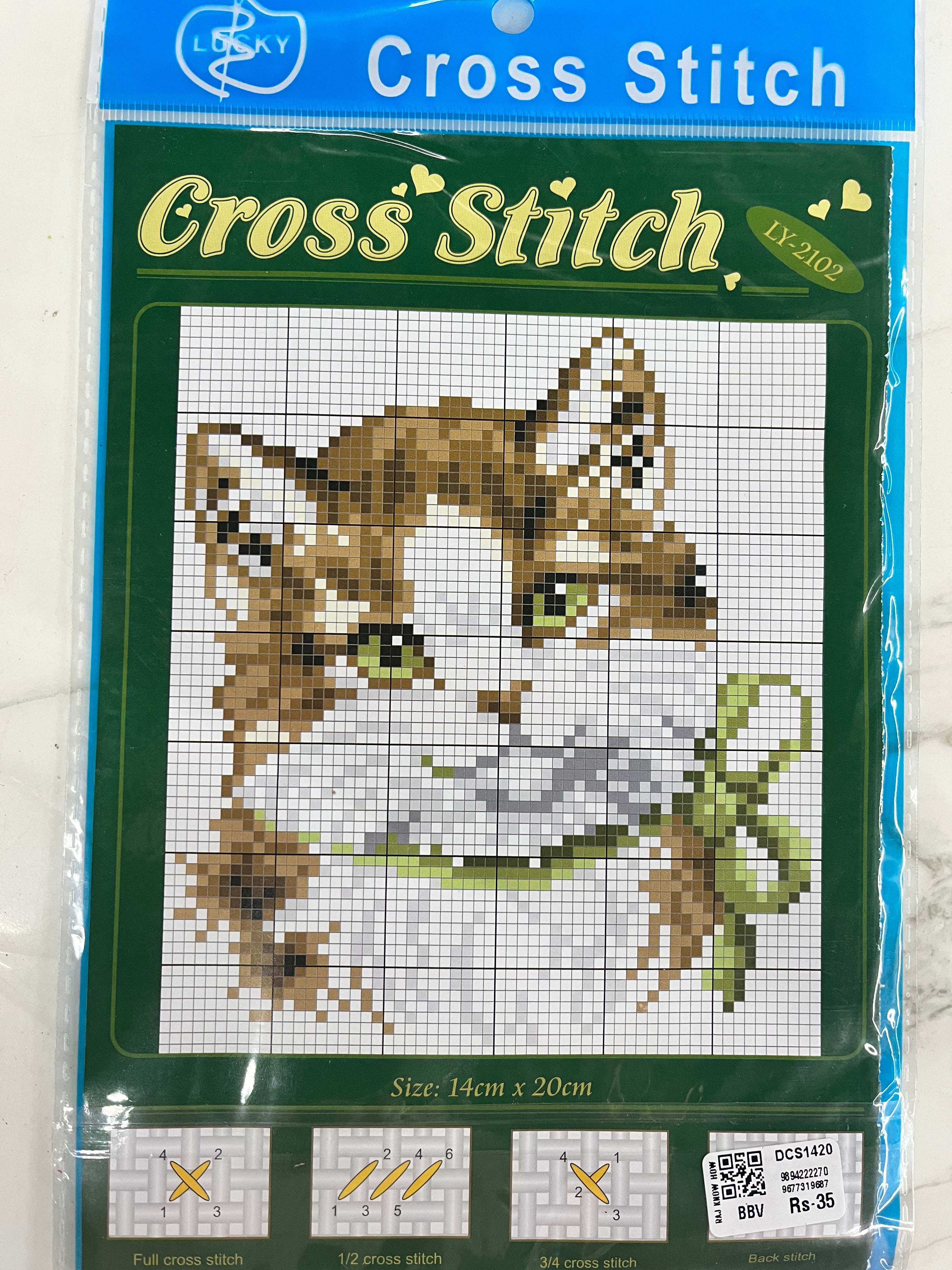 Lucky cross stitch assorted 3 kit with 10 embroidery threads pack
