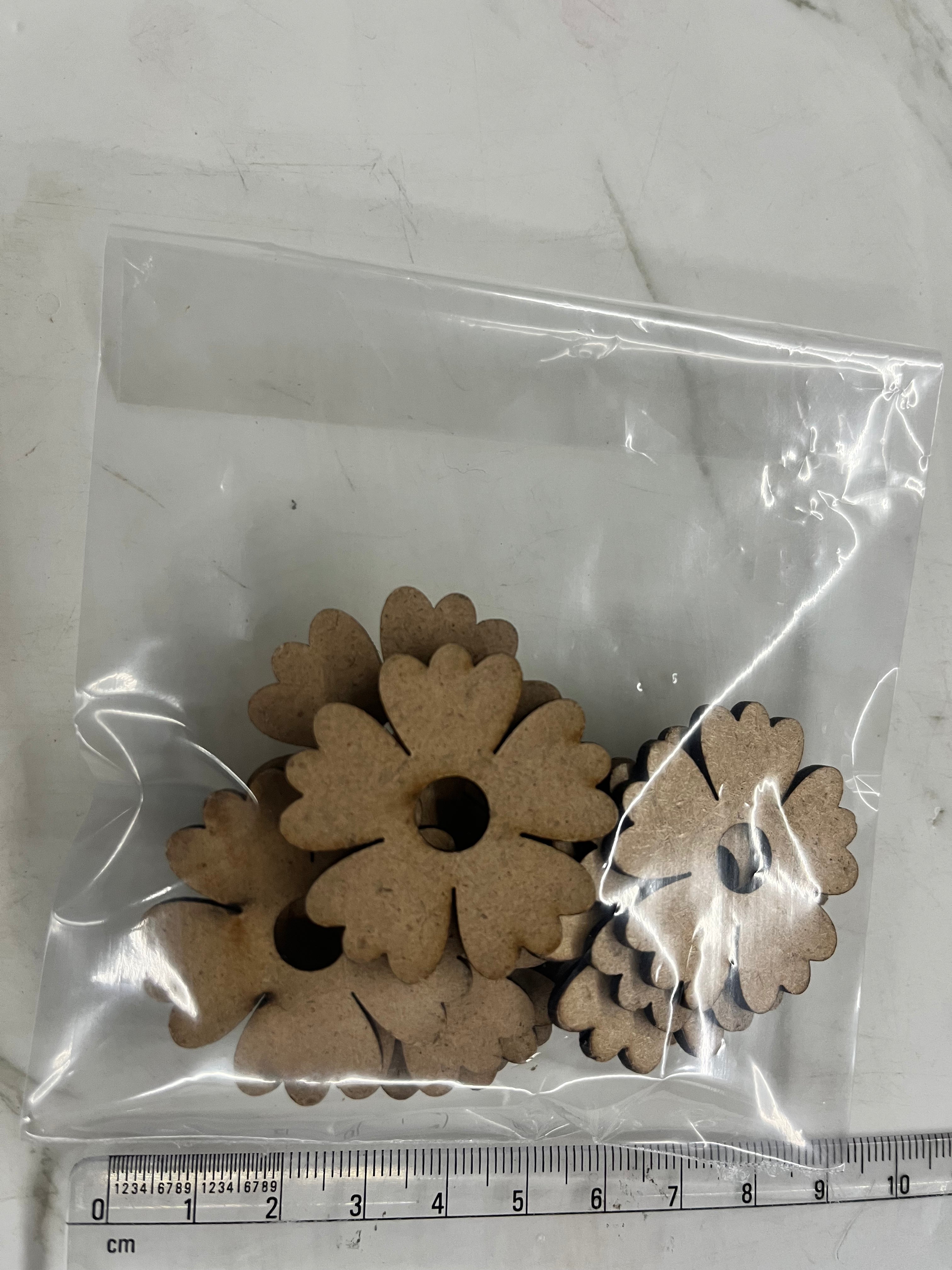 MDF petal flower -1.   40 piece pack 1.5inch