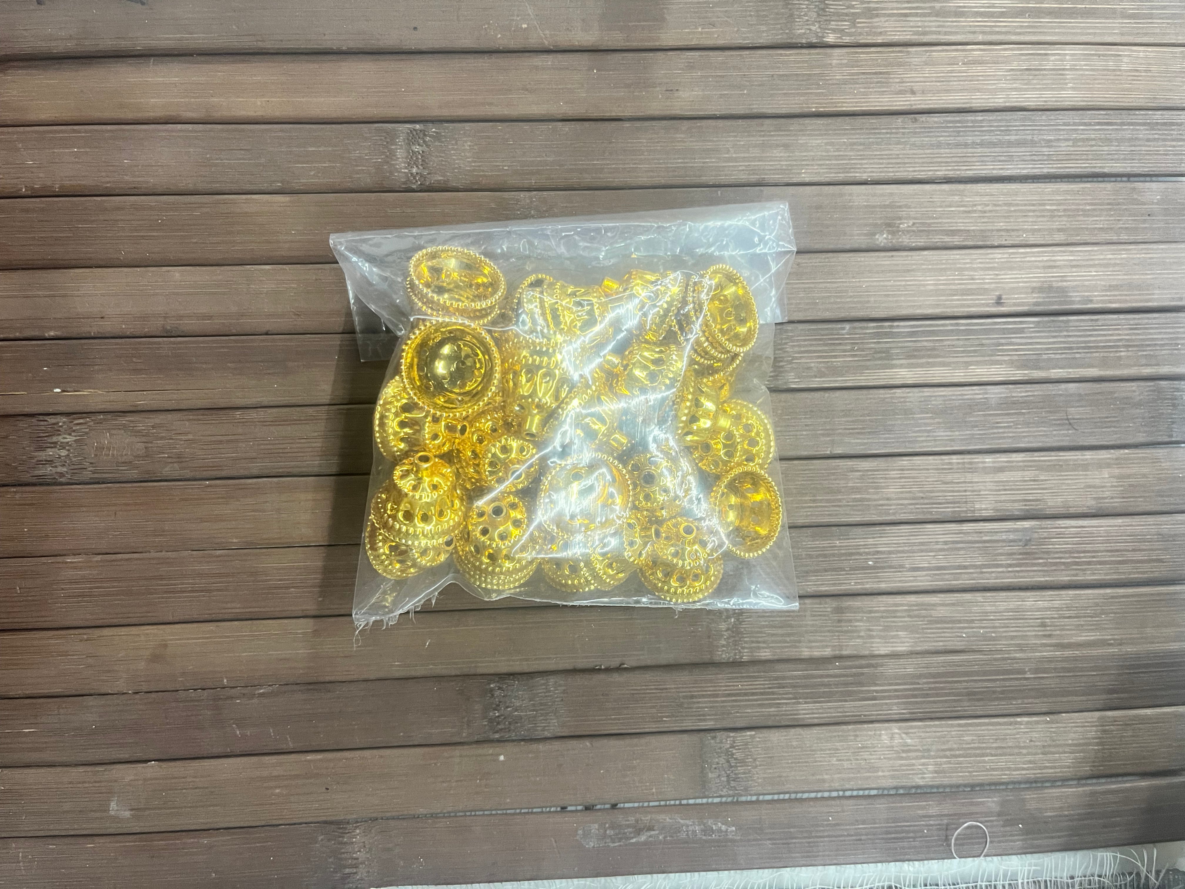 Acrylic gold thoranam beads 1inch- 50g pack