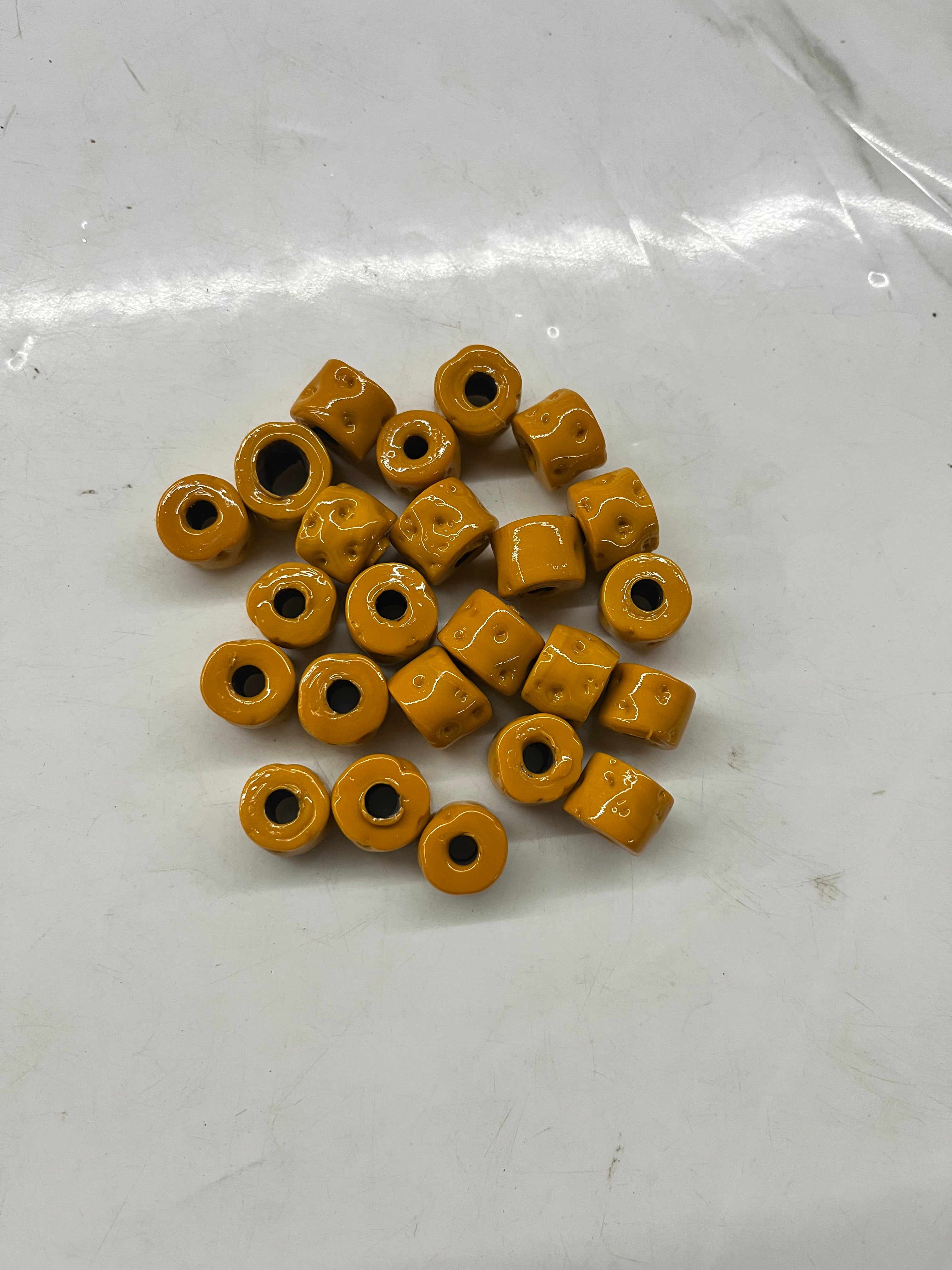 Drum Yellow glass beads-10mm 50g pack