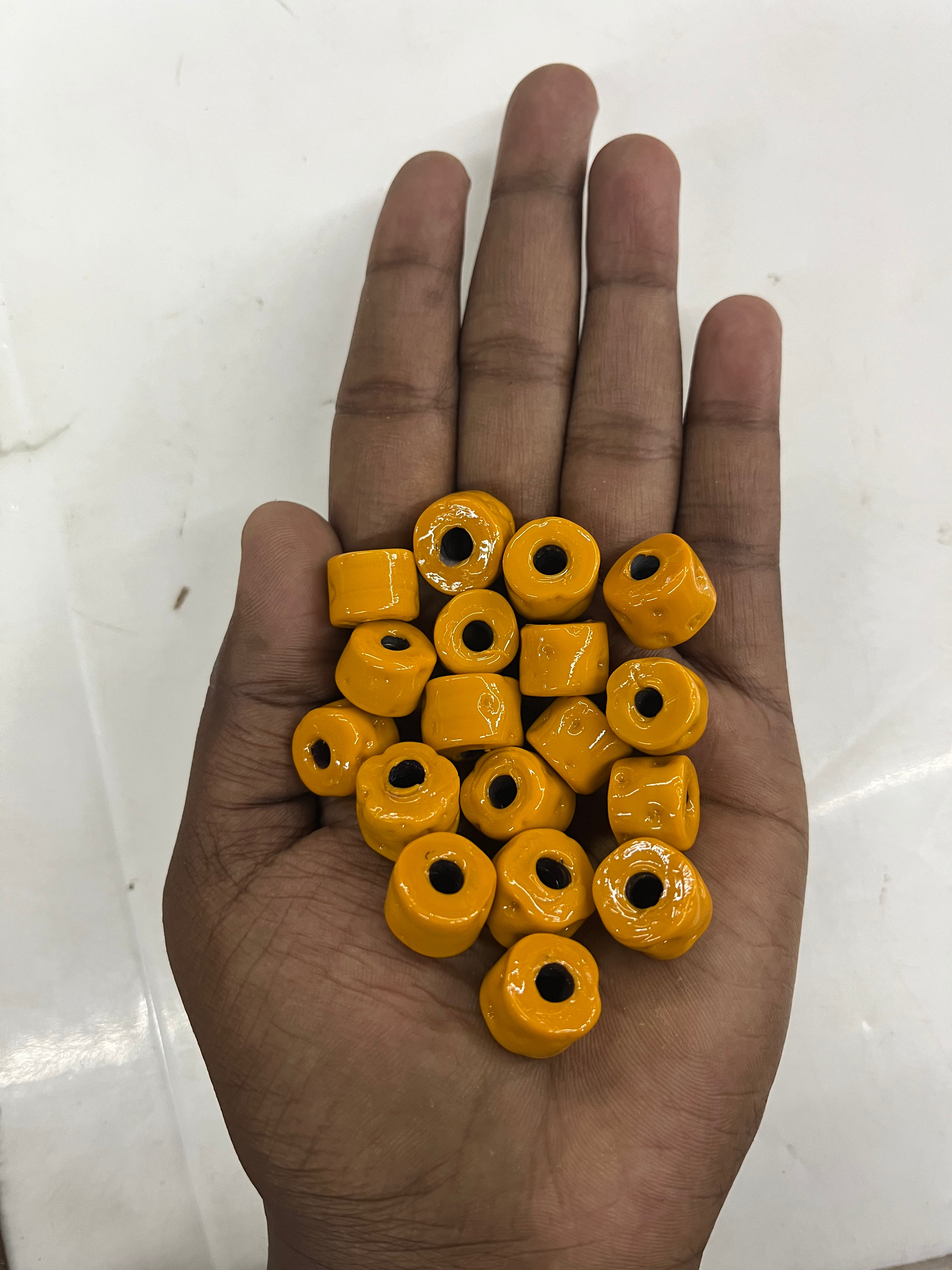 Drum Yellow glass beads-10mm 50g pack
