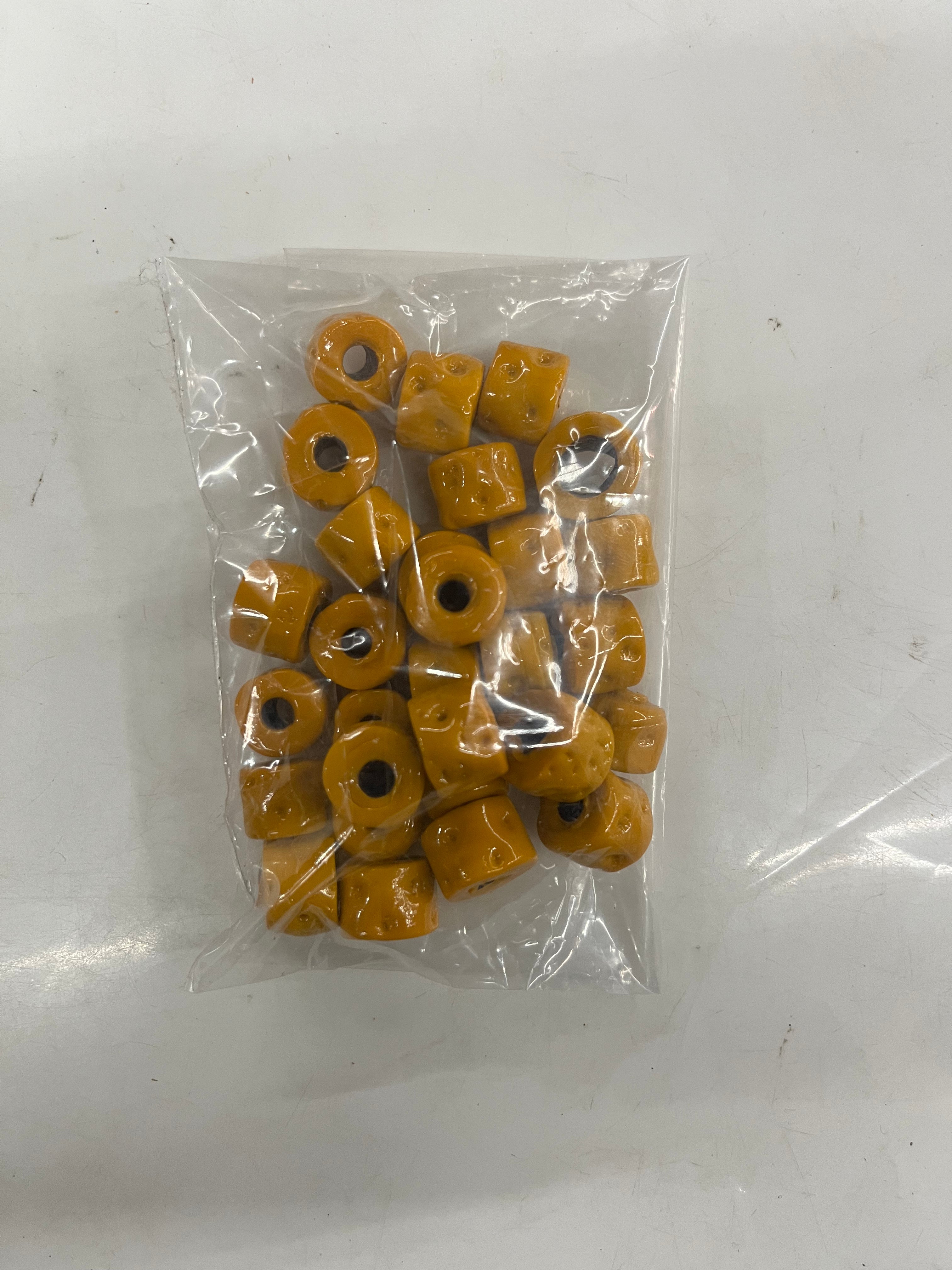 Drum Yellow glass beads-10mm 50g pack