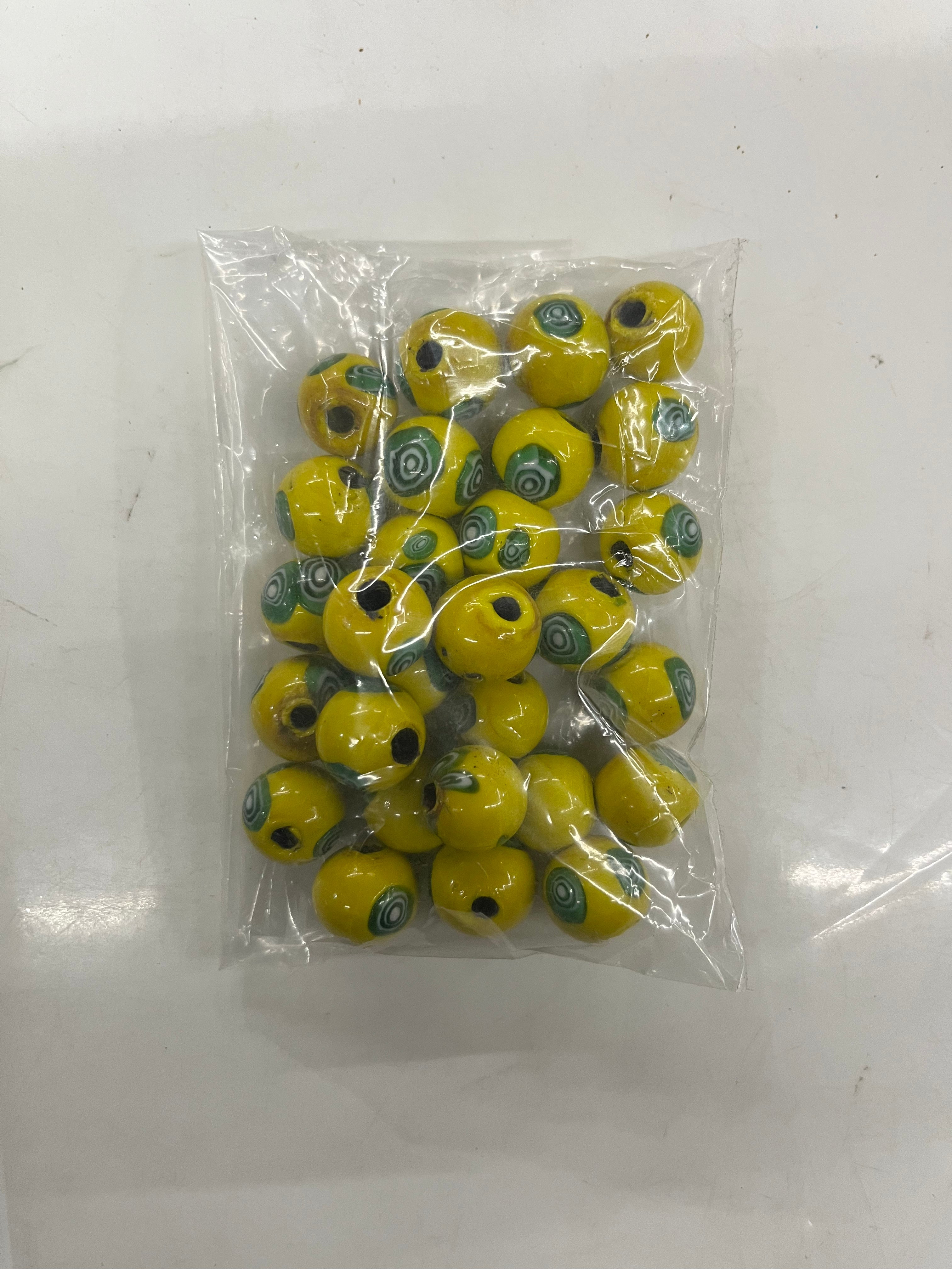 Round ball Glass beads yellow -10mm 50g pack