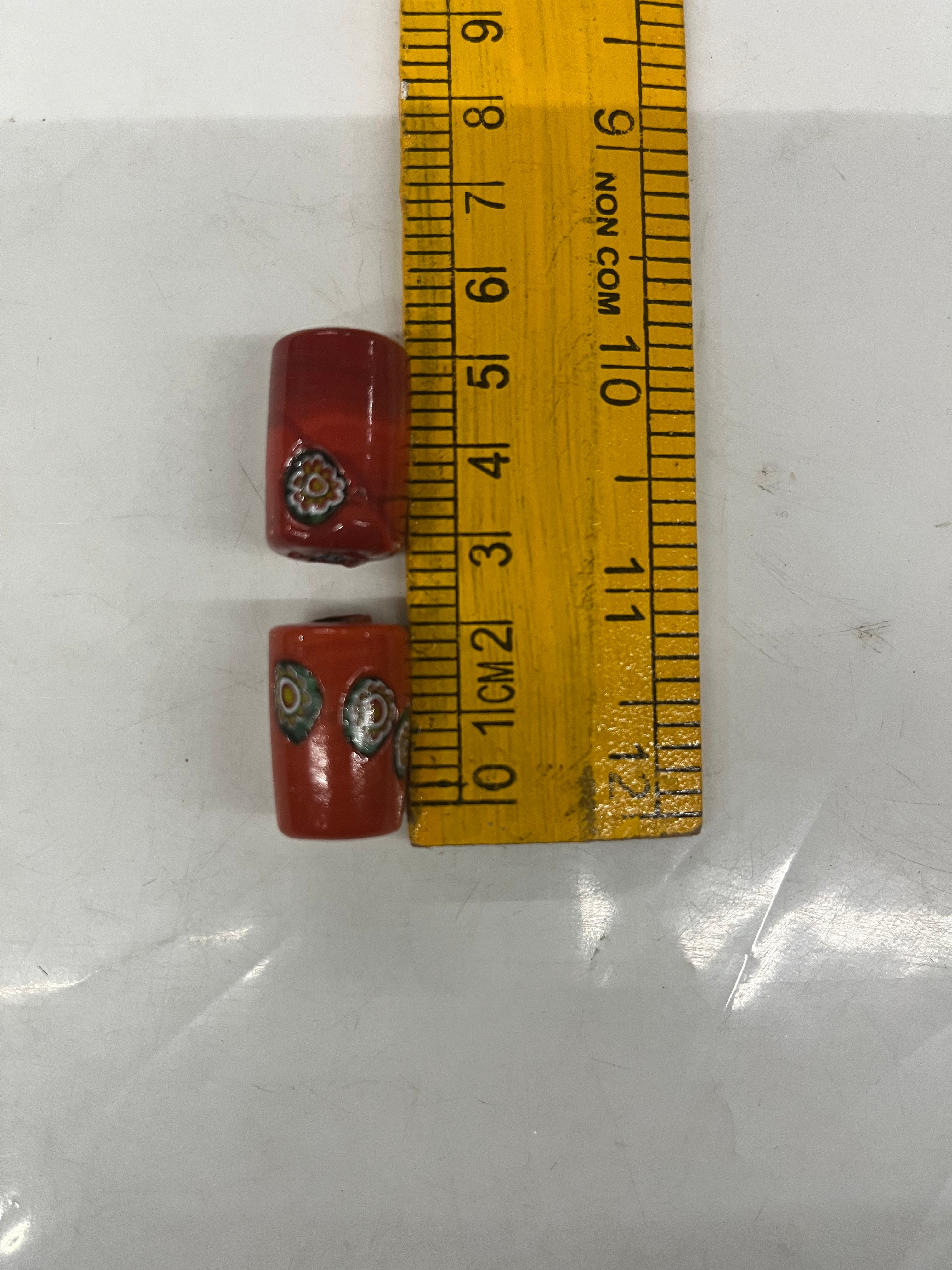 Drum Glass beads Red orange -20mm 50g pack