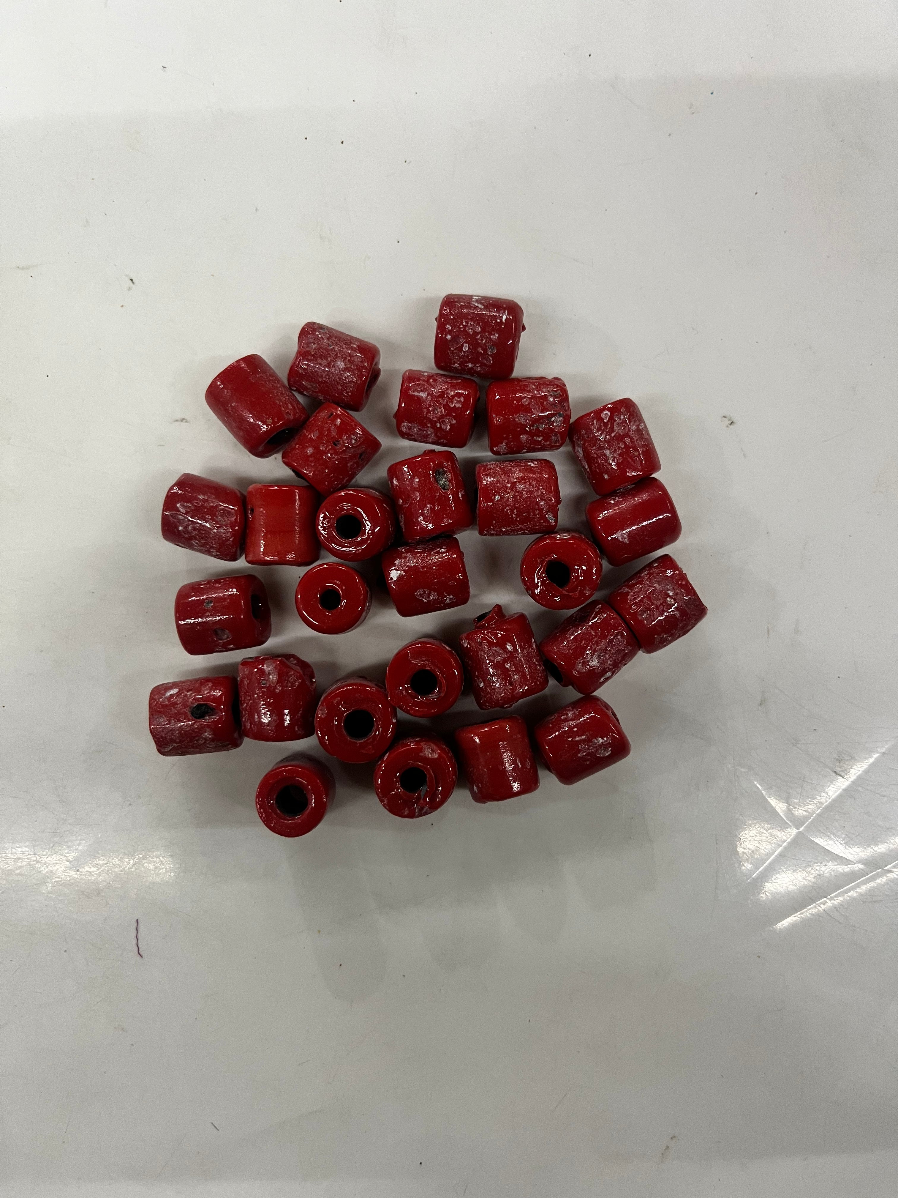 Drum Glass beads Red 10mm -50g pack