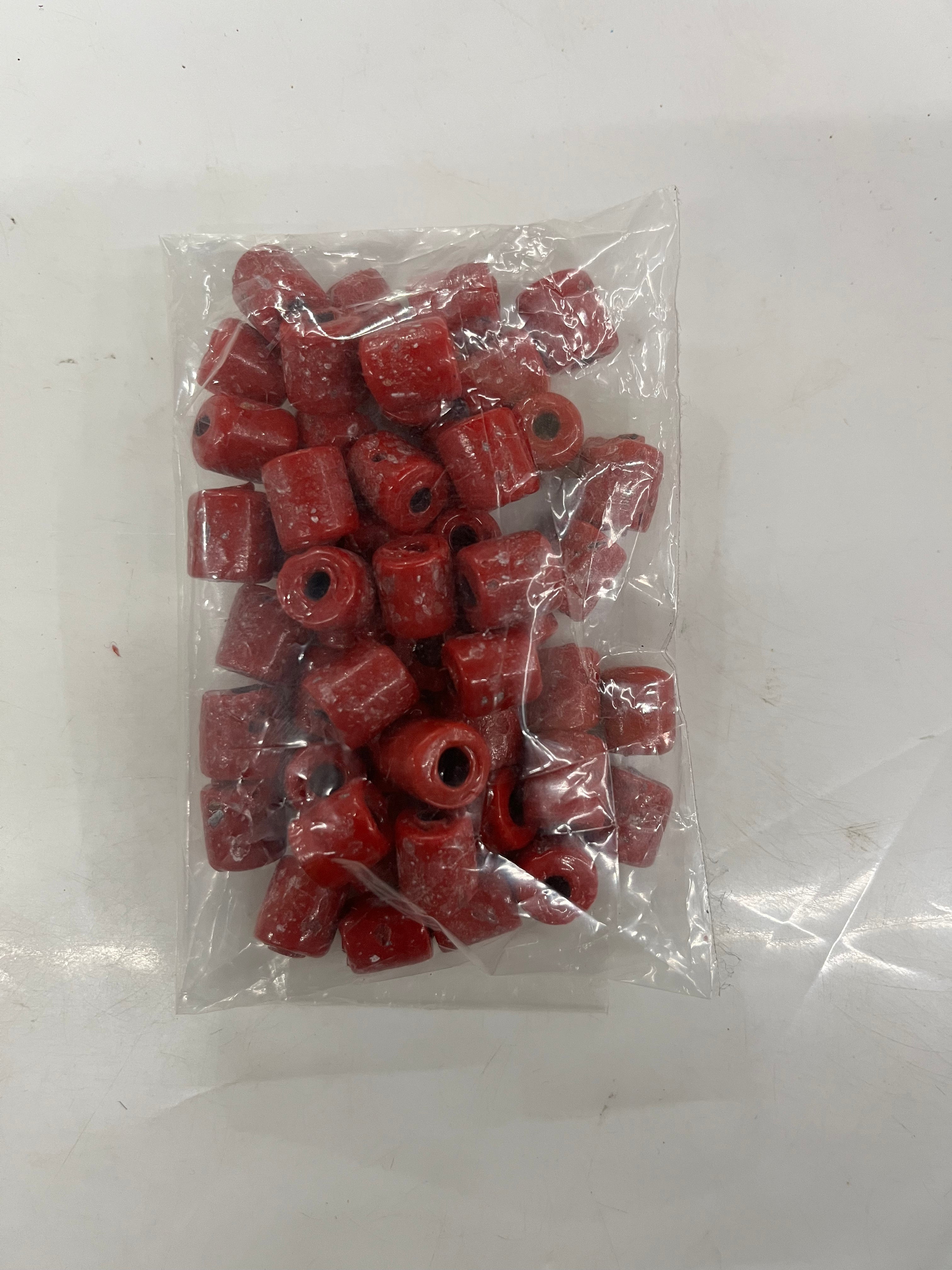 Drum Glass beads Red 10mm -50g pack
