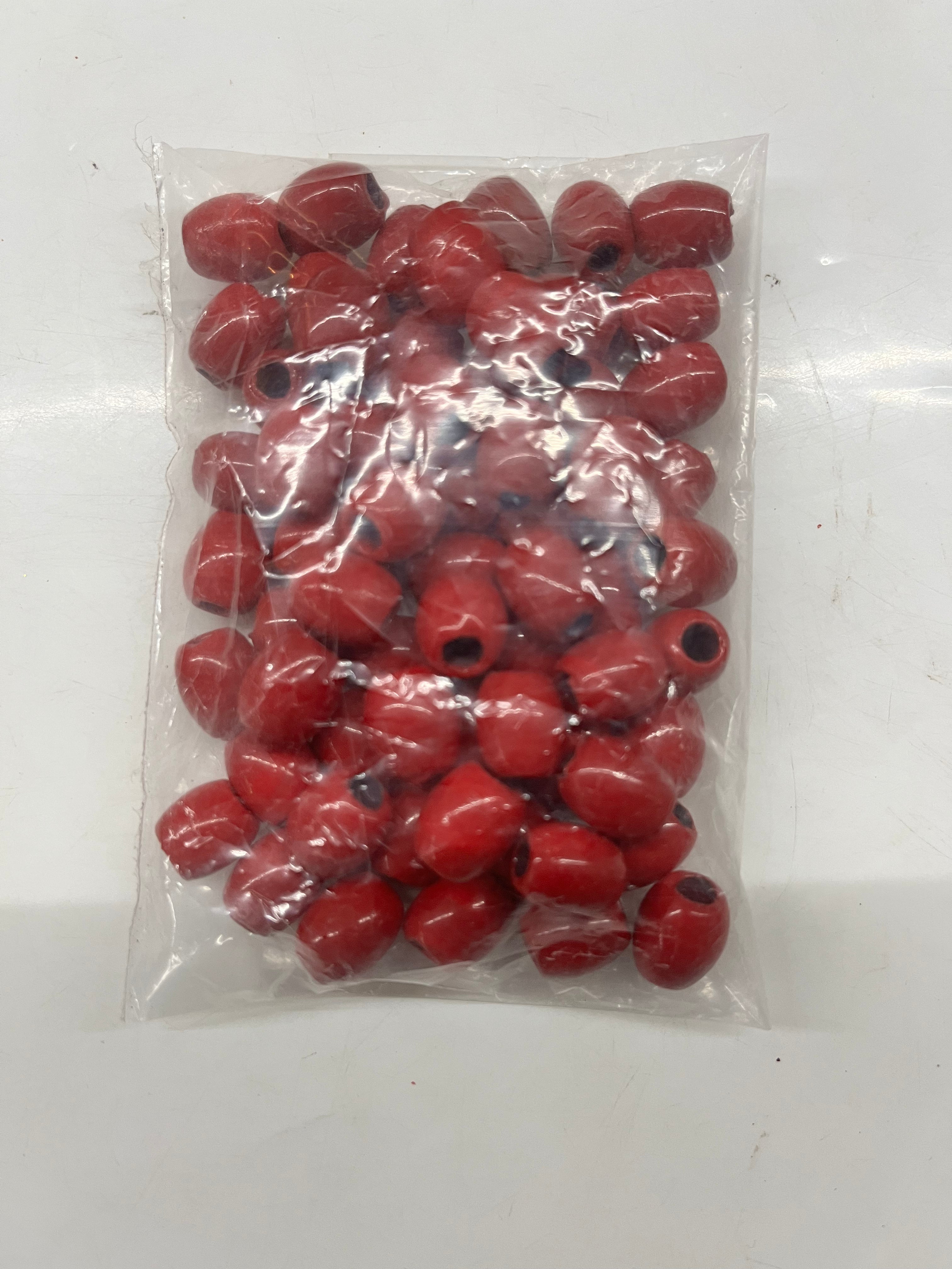 Drum Glass beads small Red 10mm -50g pack