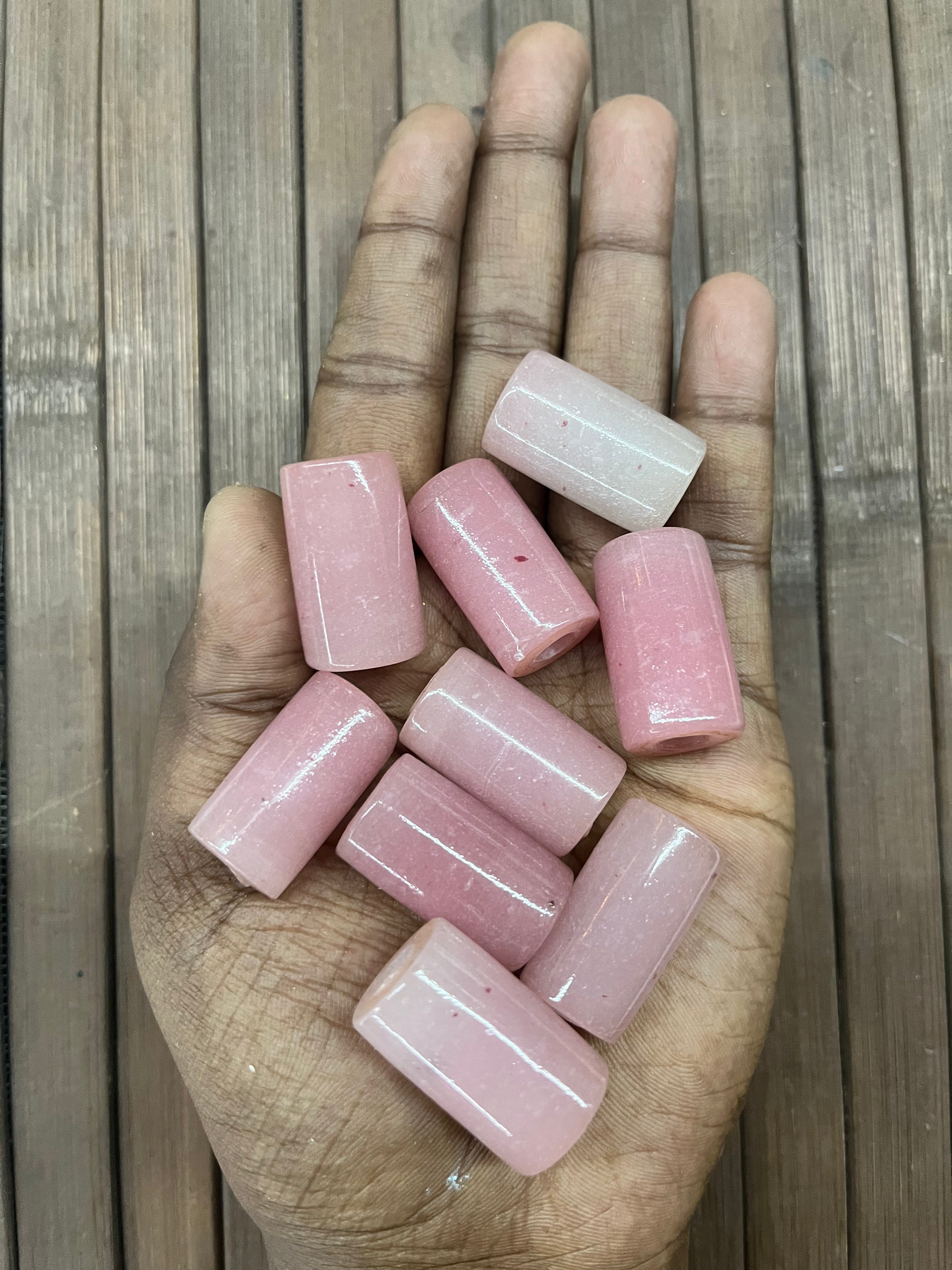 Drum Glass beads light pink 22mm  -50g pack