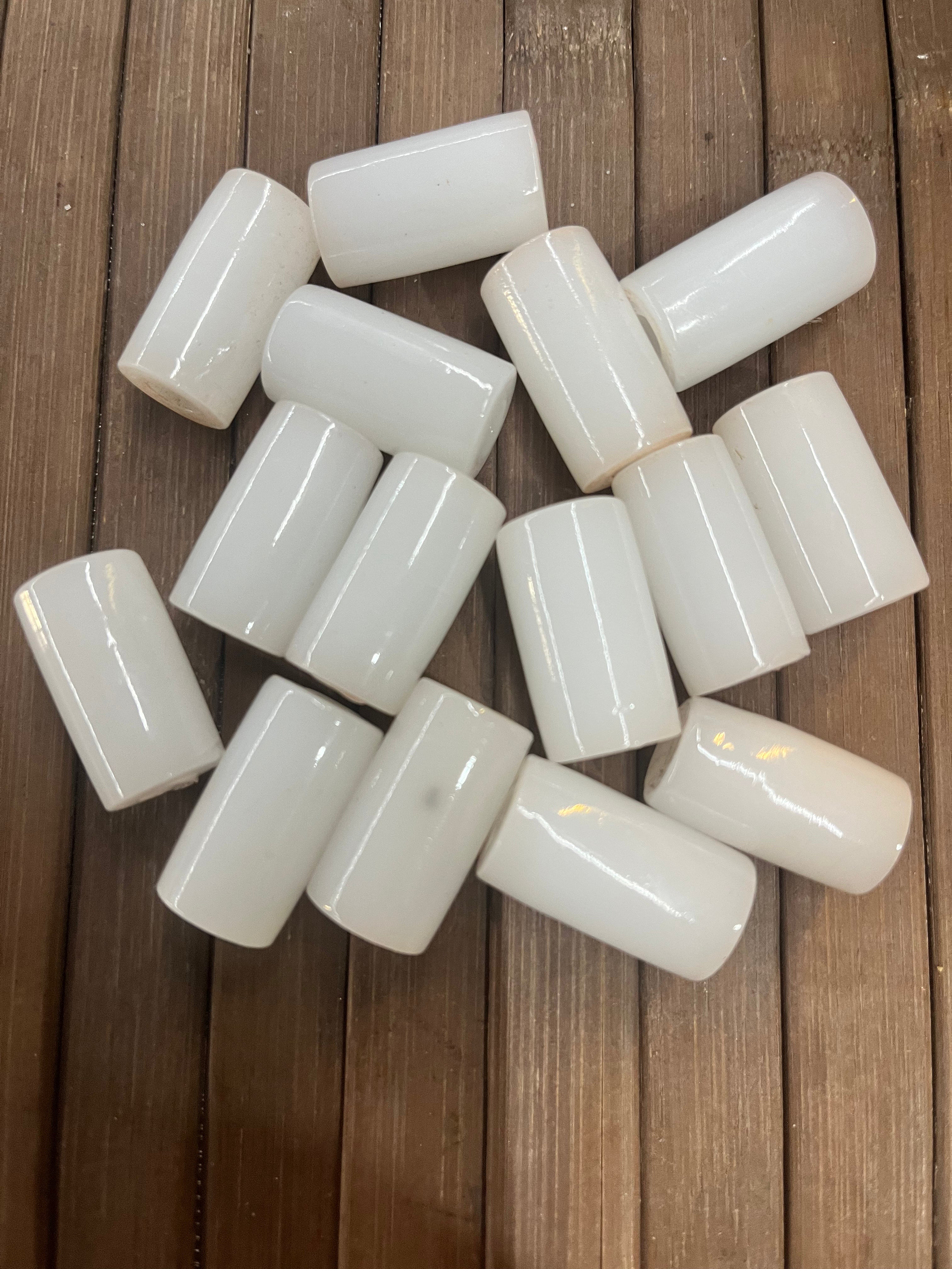 Drum Glass beads white 22mm  -50g pack