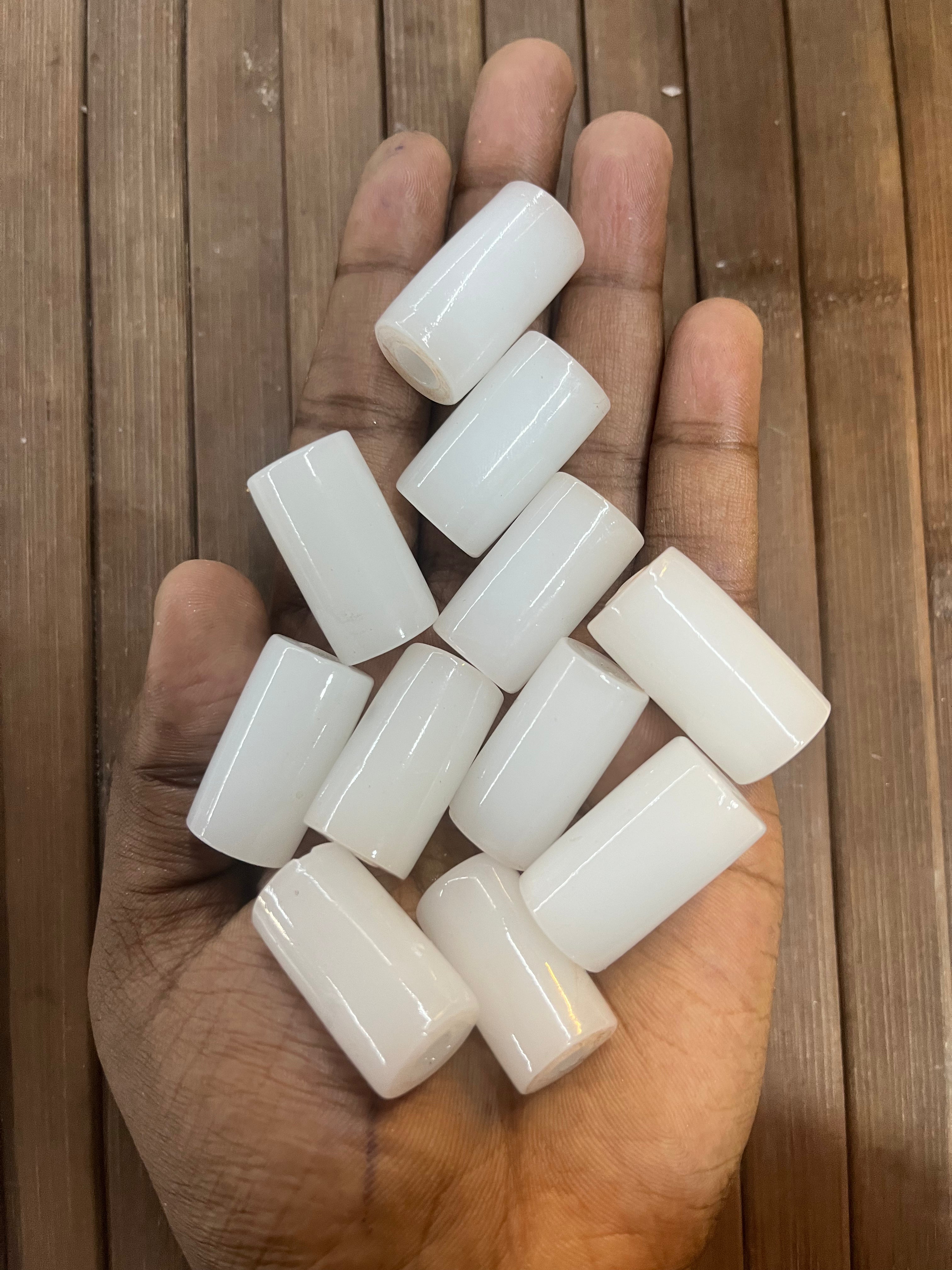 Drum Glass beads white 22mm  -50g pack