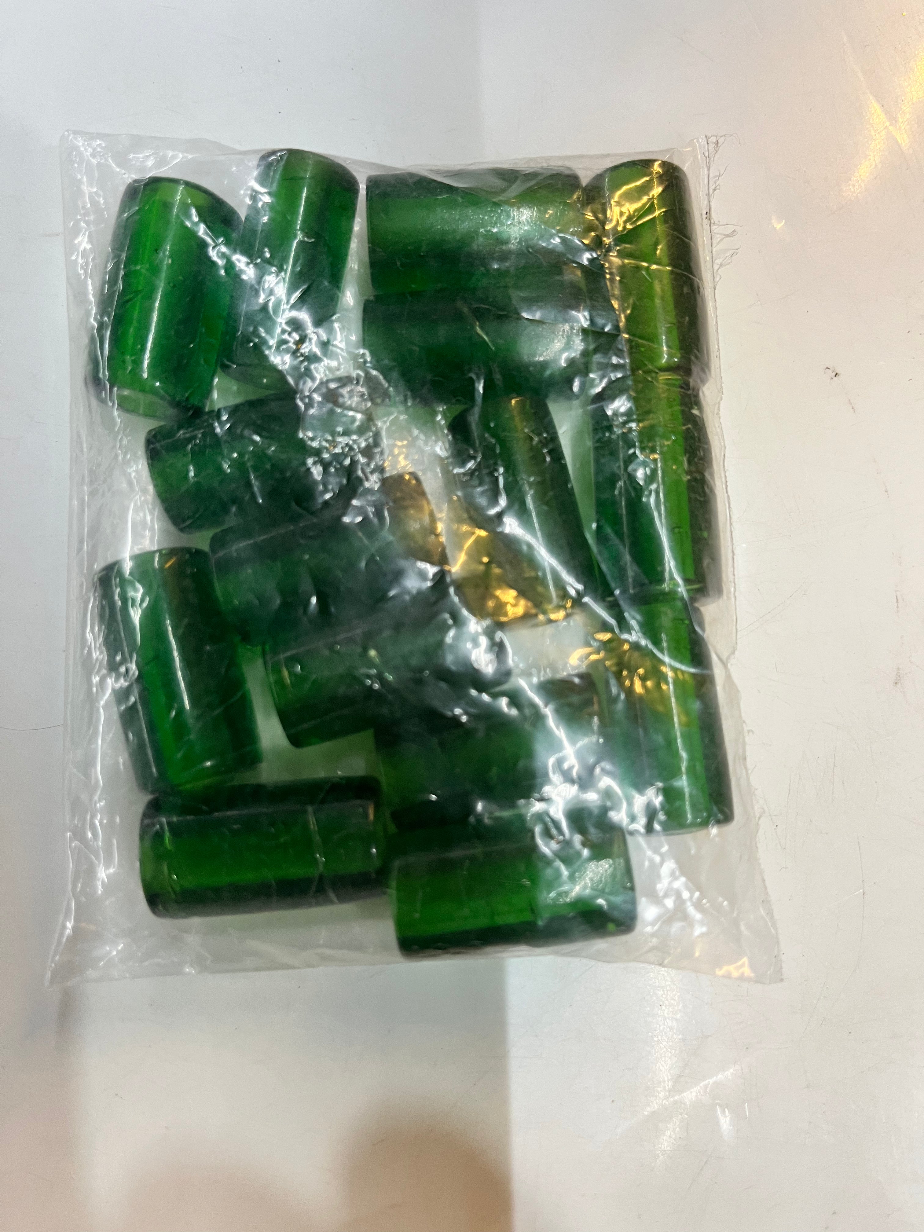 Drum Glass beads  green22mm  -50g pack
