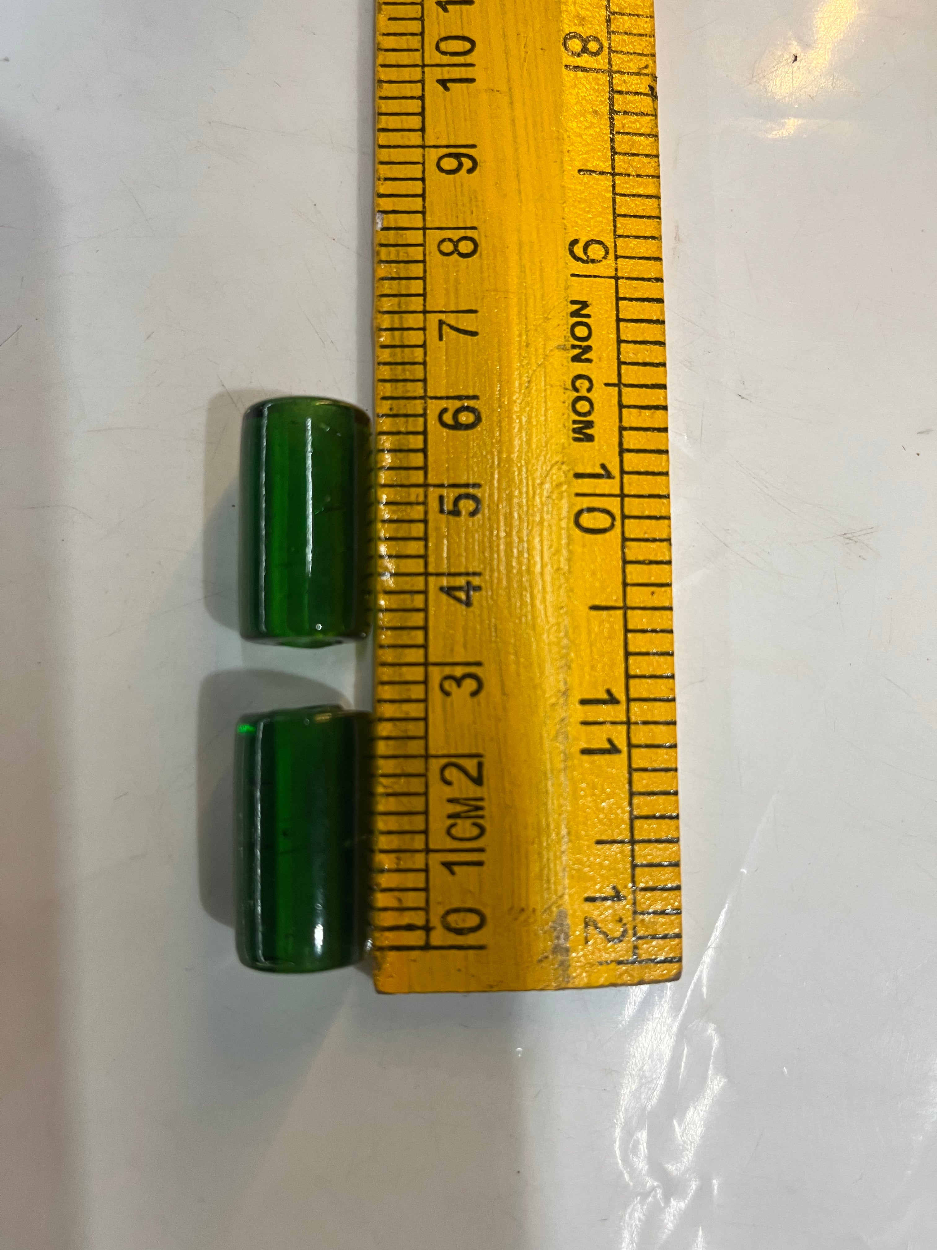 Drum Glass beads  green22mm  -50g pack