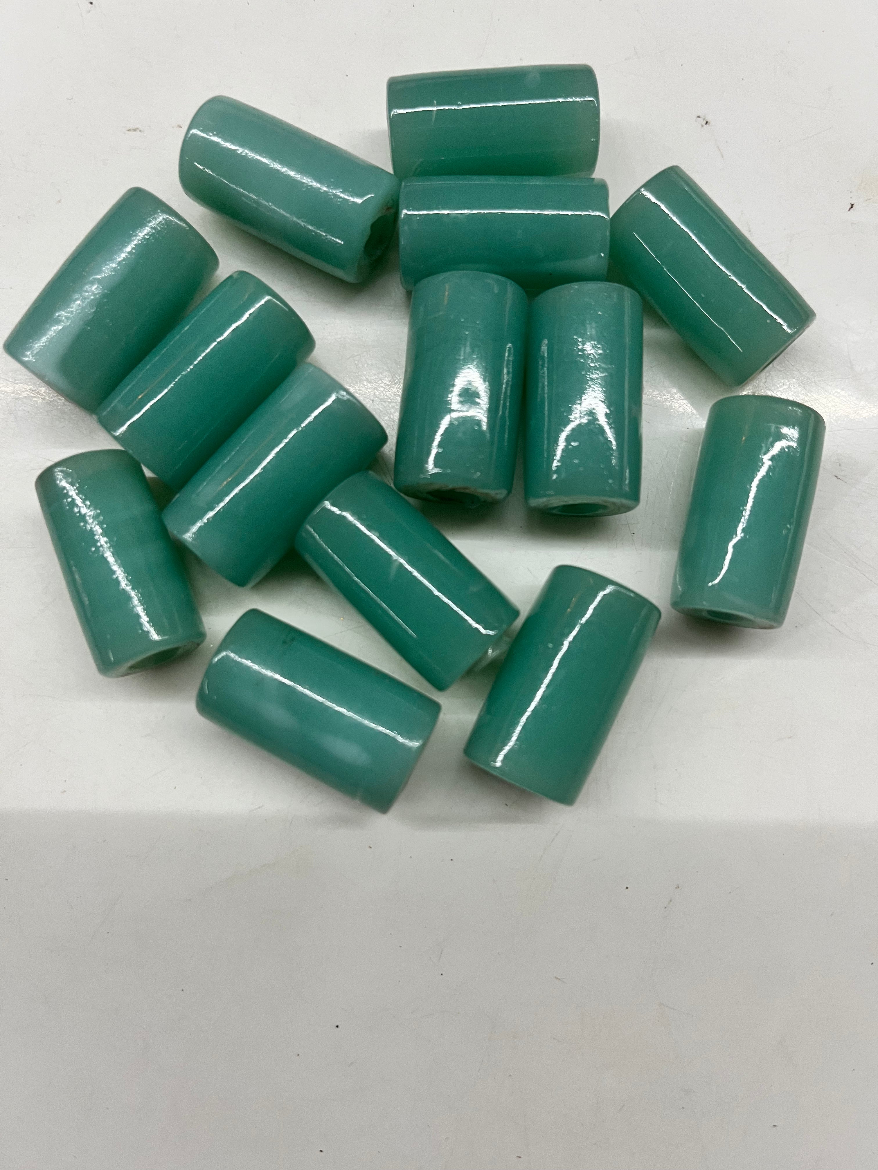 Drum Glass beads 22mm aqua green -50g pack