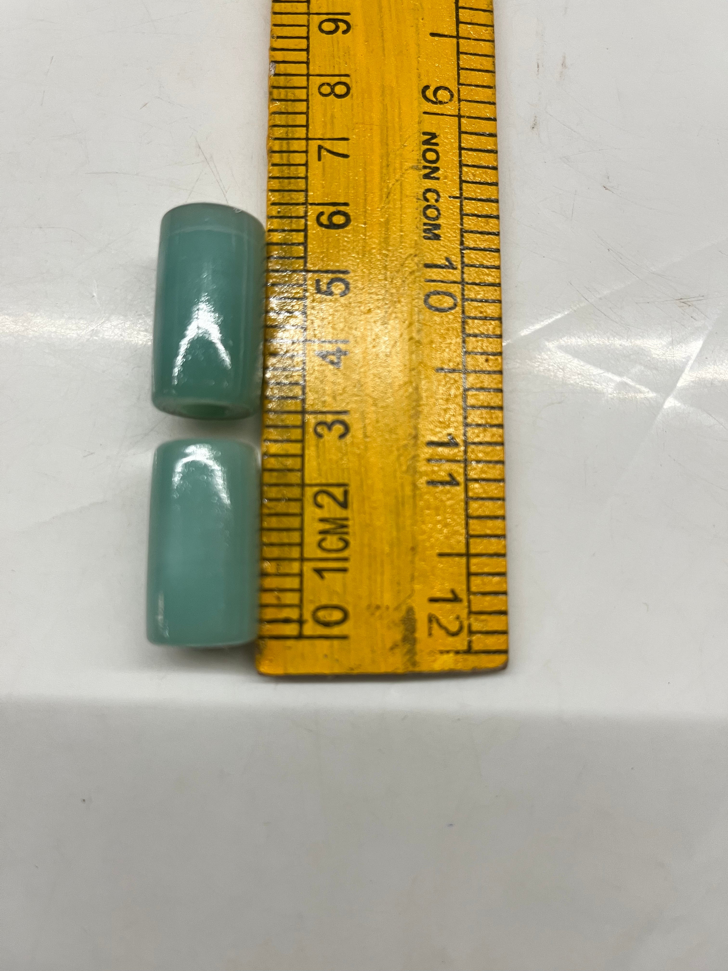 Drum Glass beads 22mm aqua green -50g pack