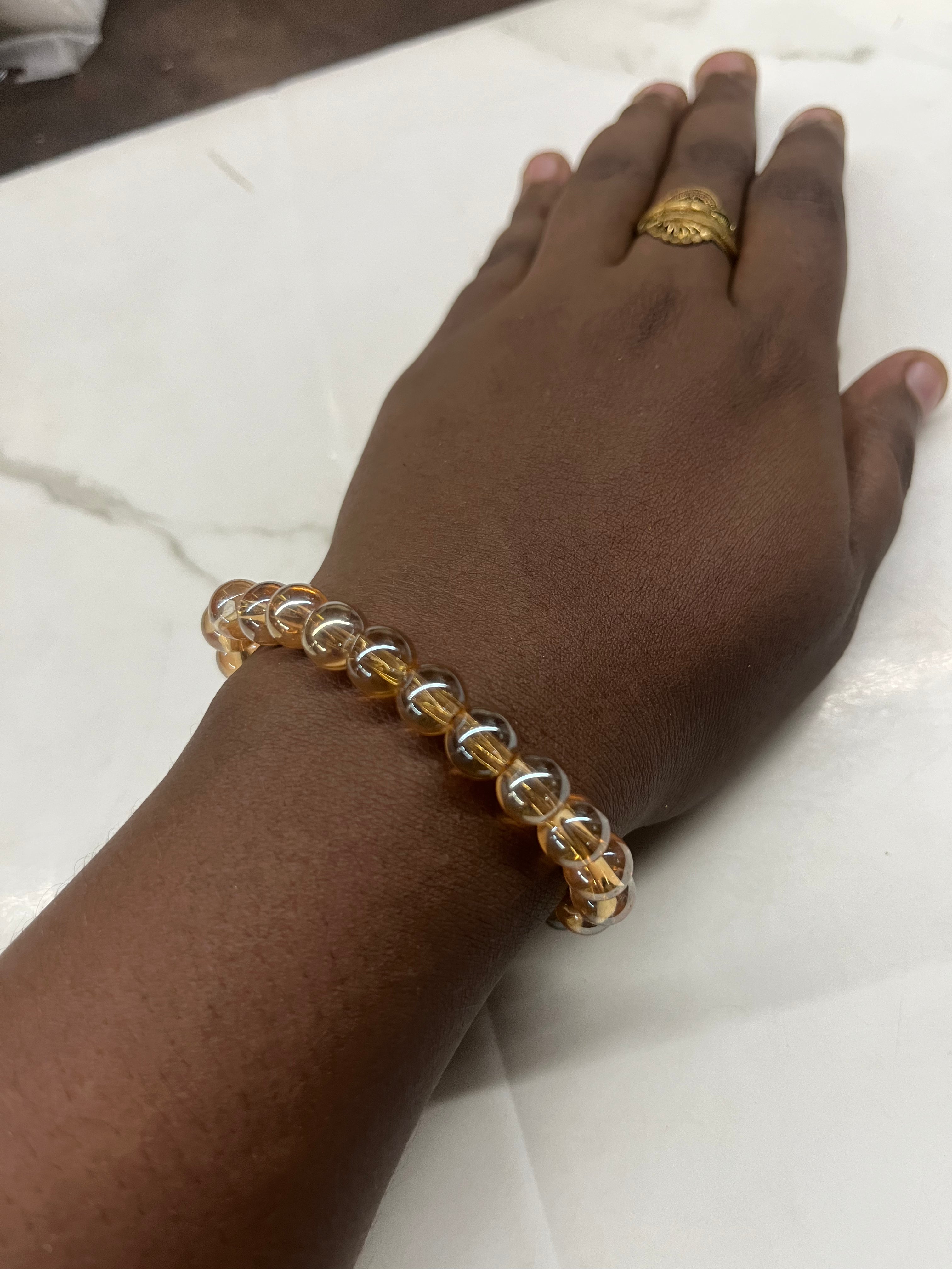 8mm golden Glass beads -one line -70 beads approx