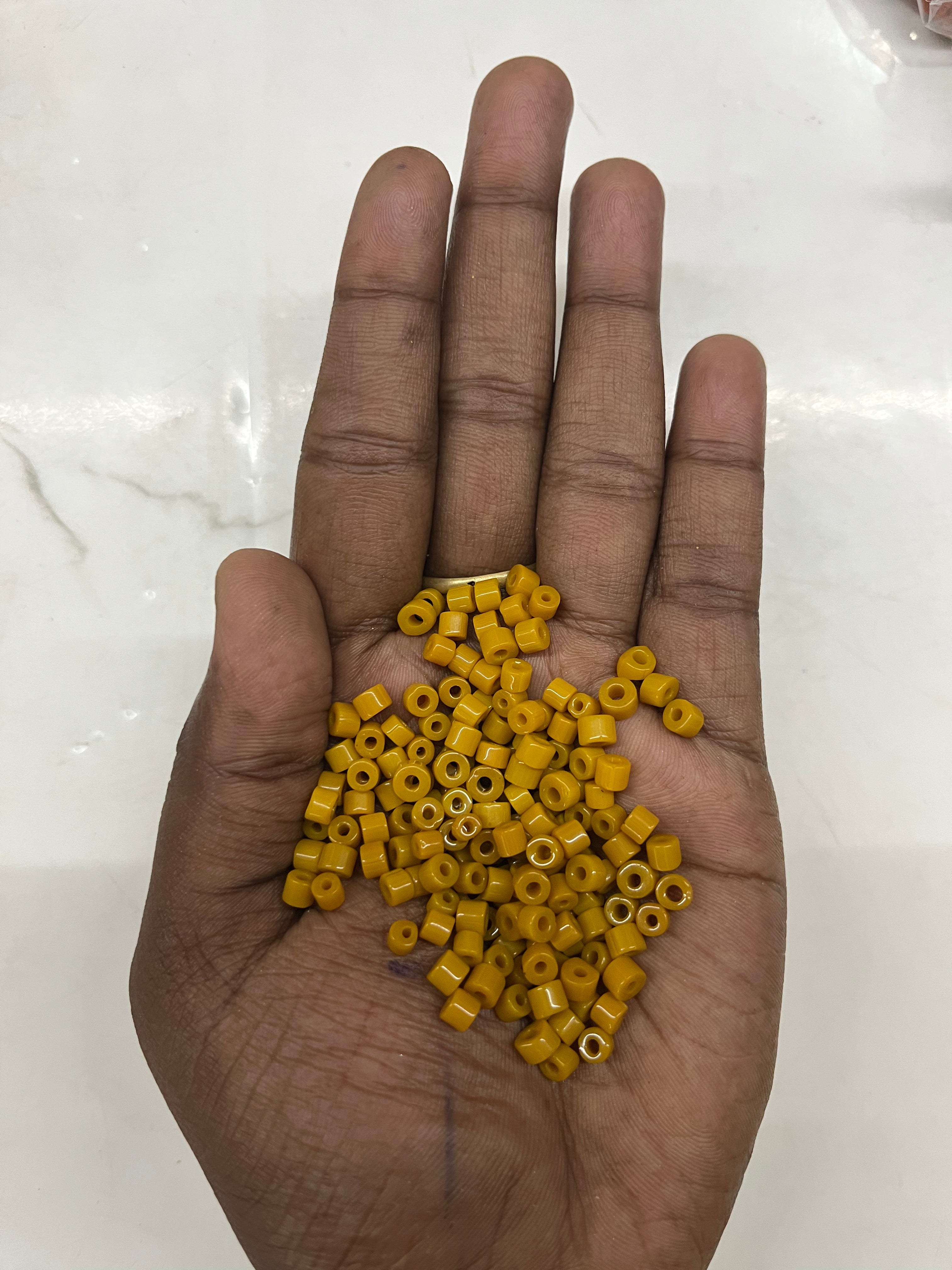 Drum Glass beads yellow mini -3 -50g pack