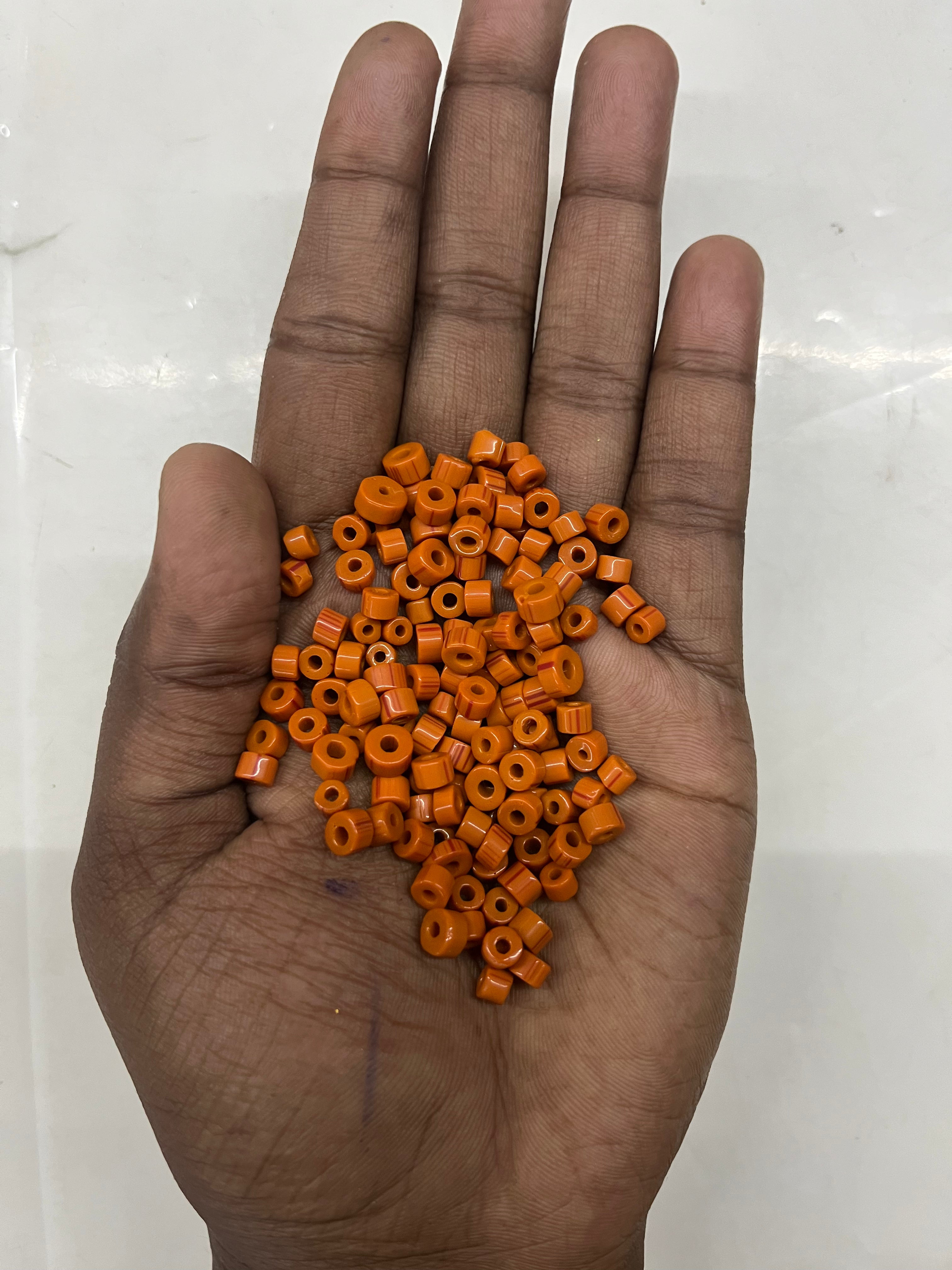 Drum Glass beads orange mini-1 -50g pack