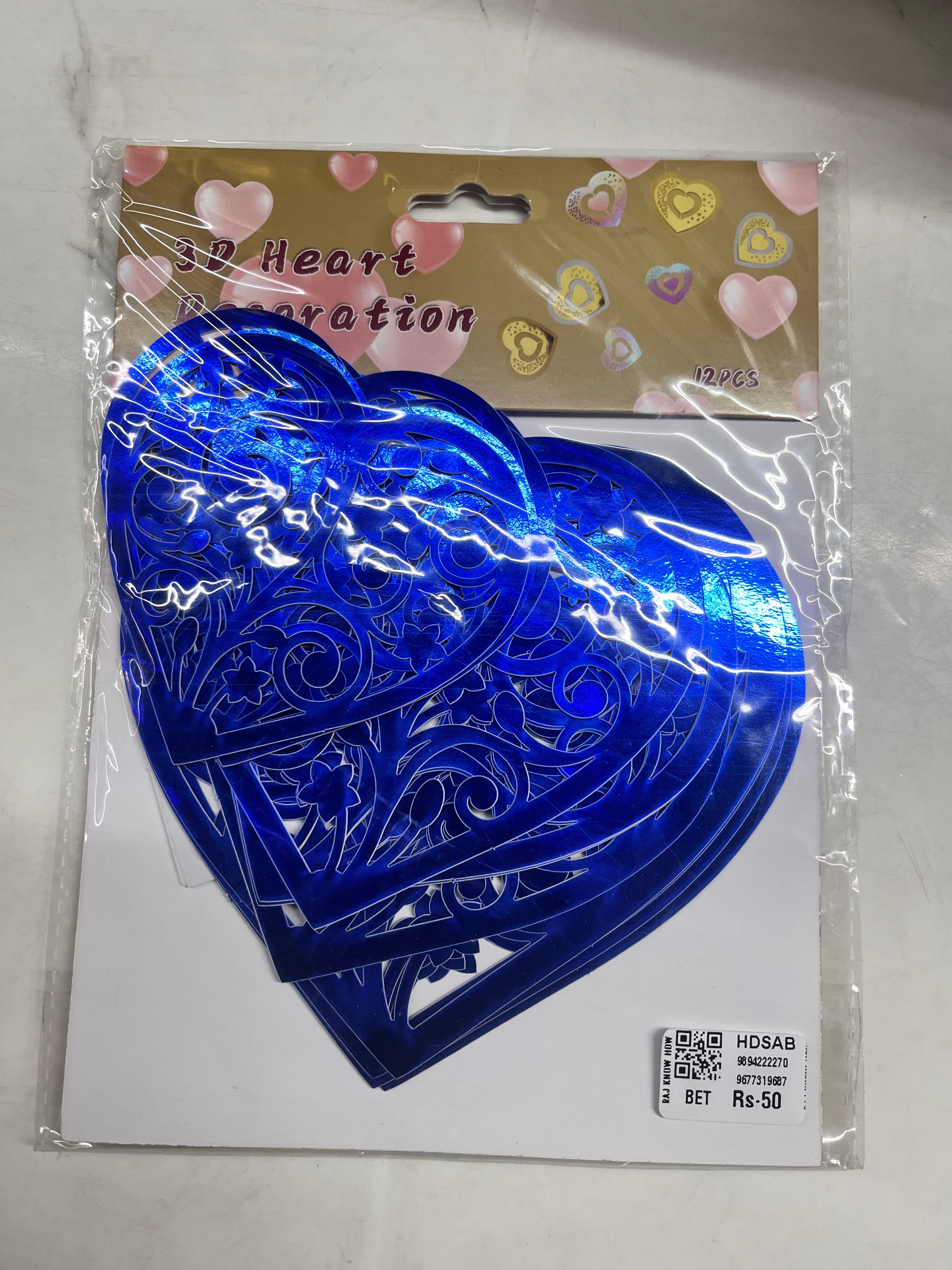 3d heart &butterfly decoration sticker-assorted 3 (12pcs pack )