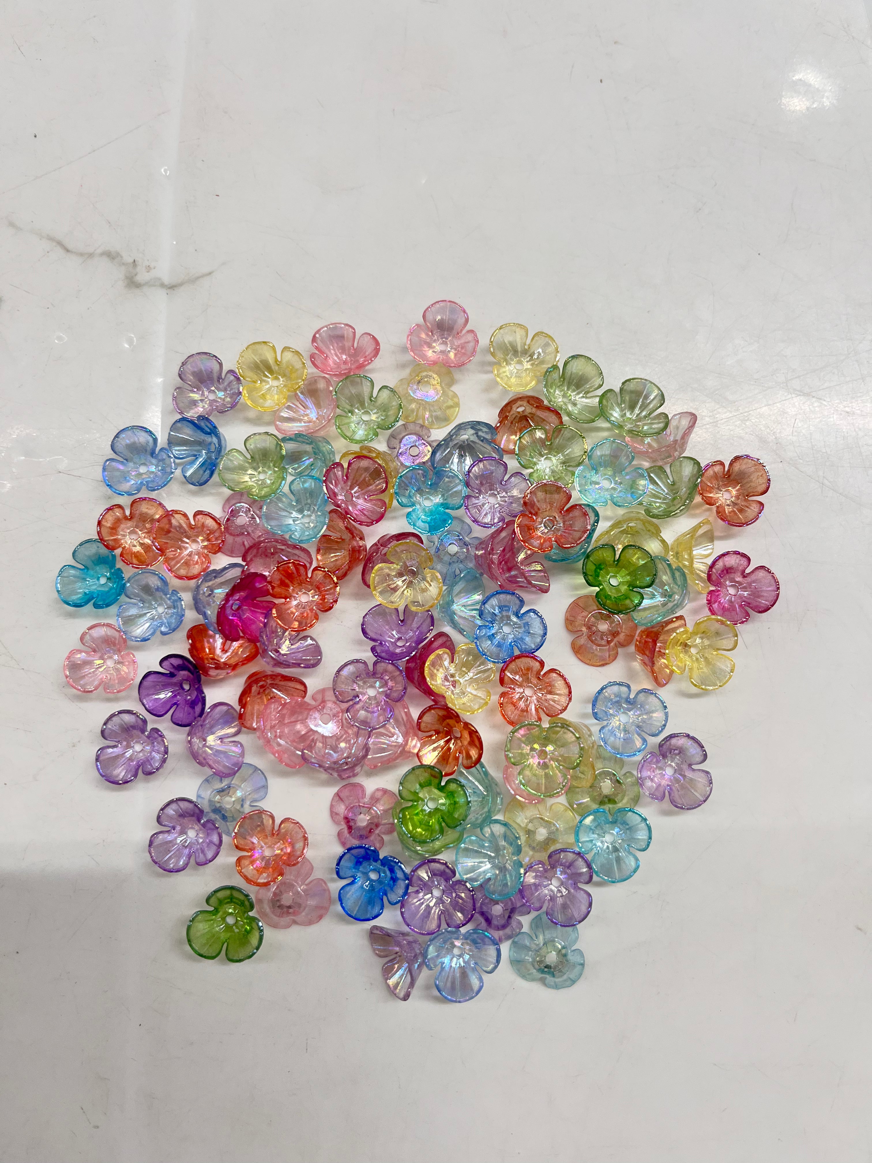 Multicolour flower glass beads - 50g