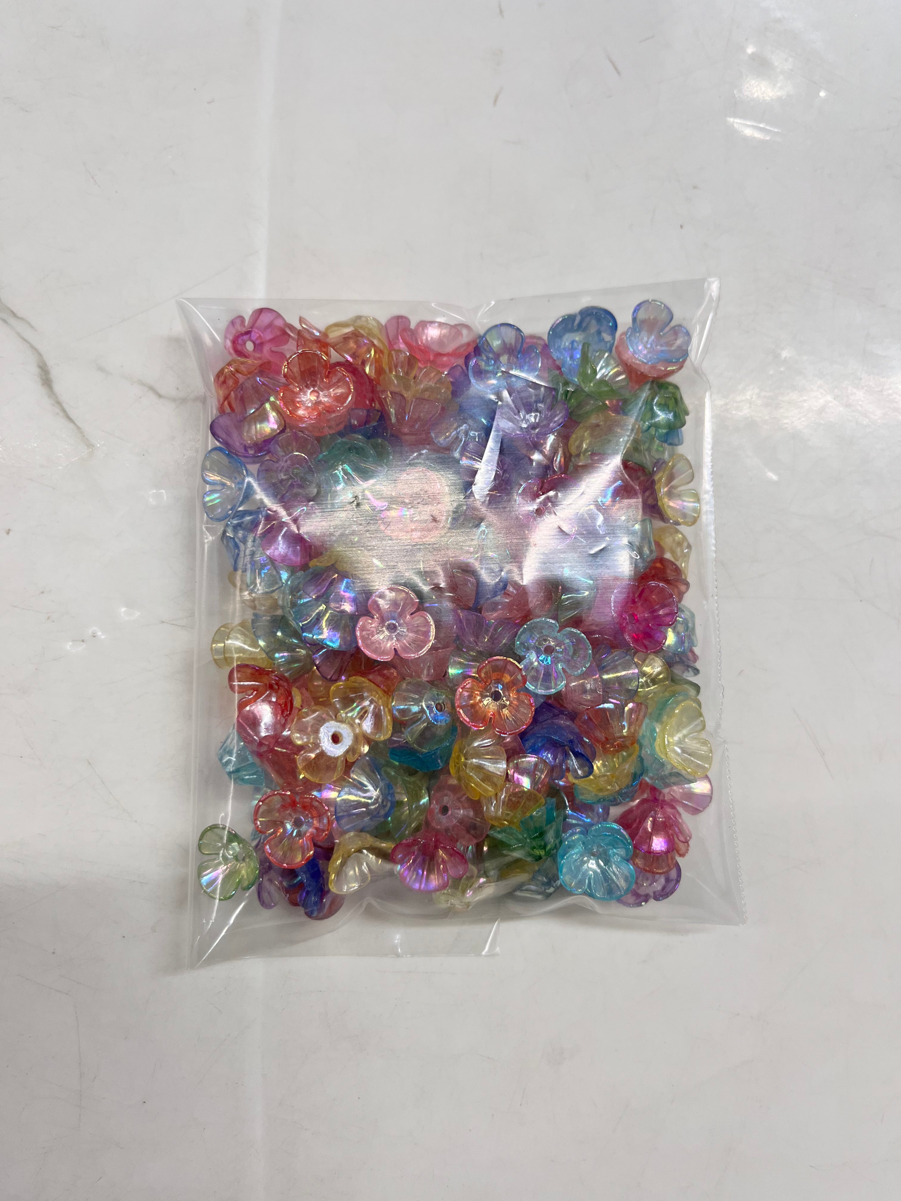 Multicolour flower glass beads - 50g