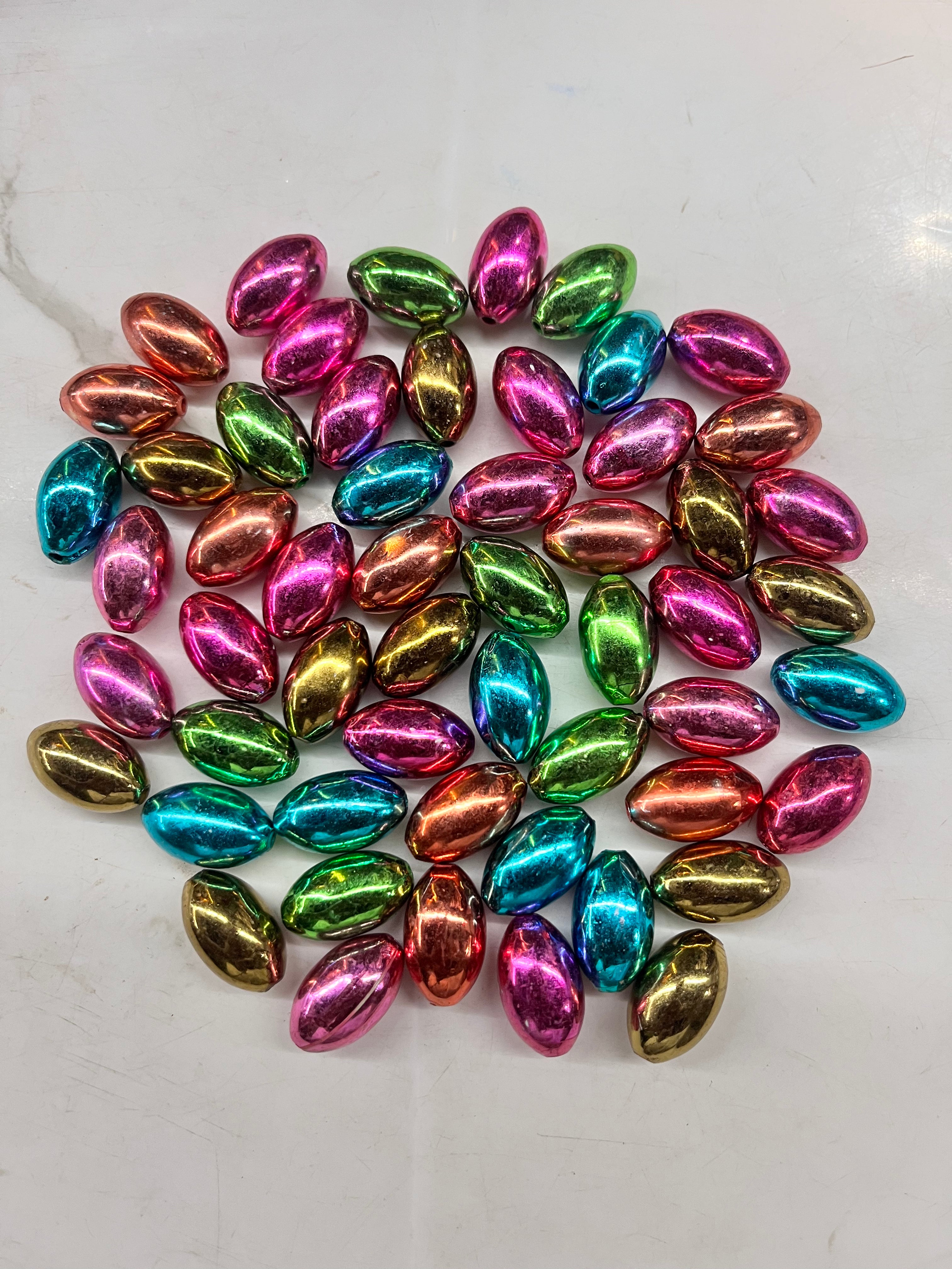 Metallic oval beads 20mm -50g pack
