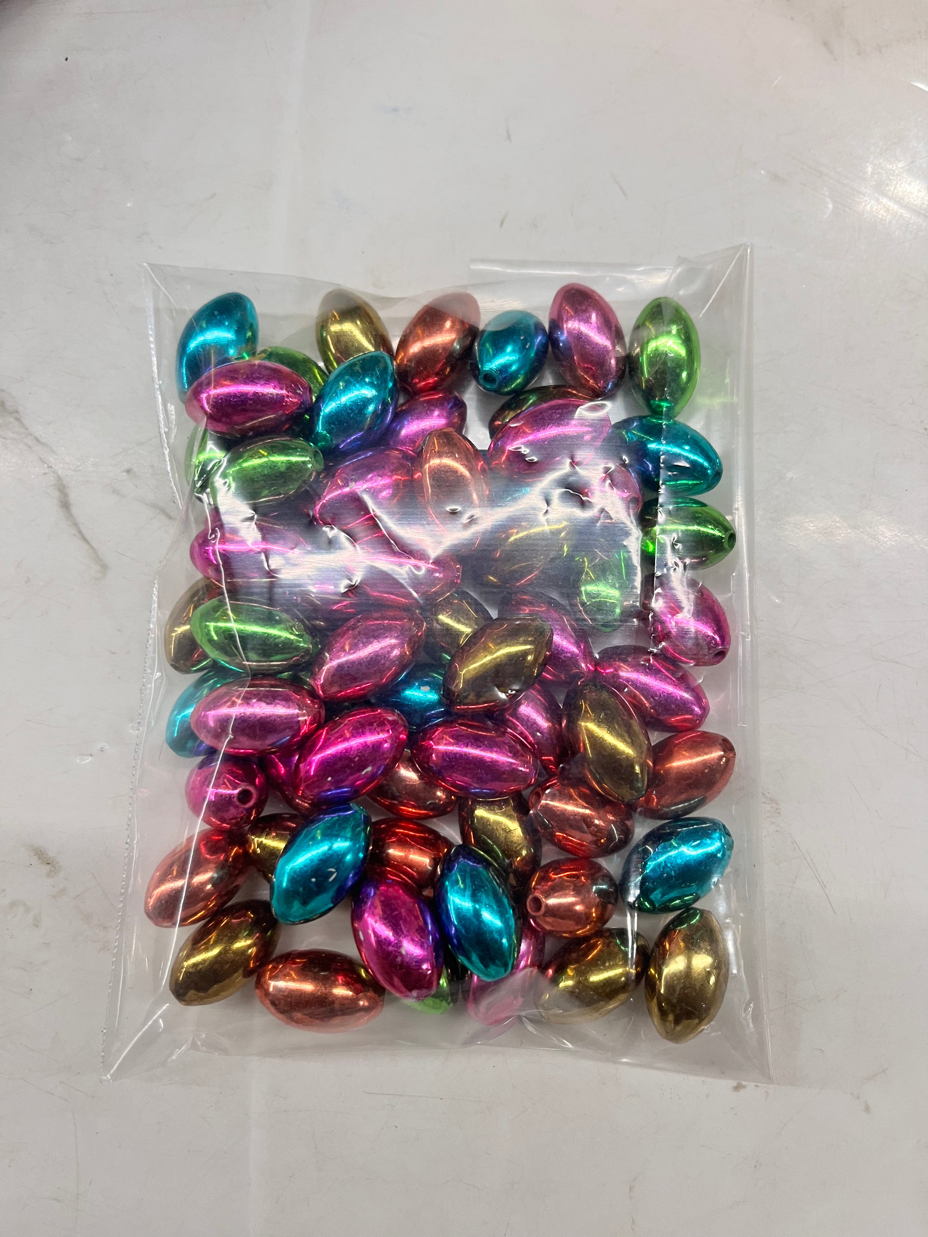 Metallic oval beads 20mm -50g pack