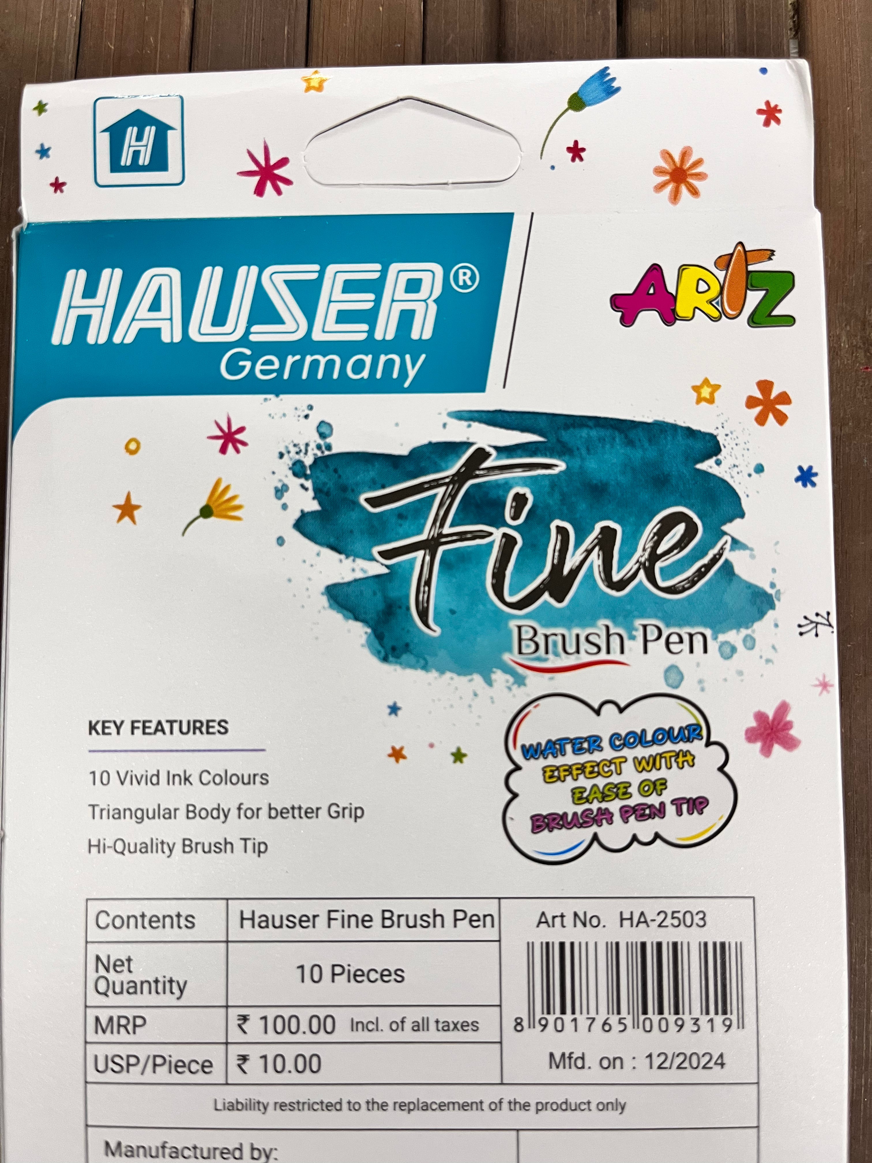 Hauser Germany fine brush pen 10 shades 1pack