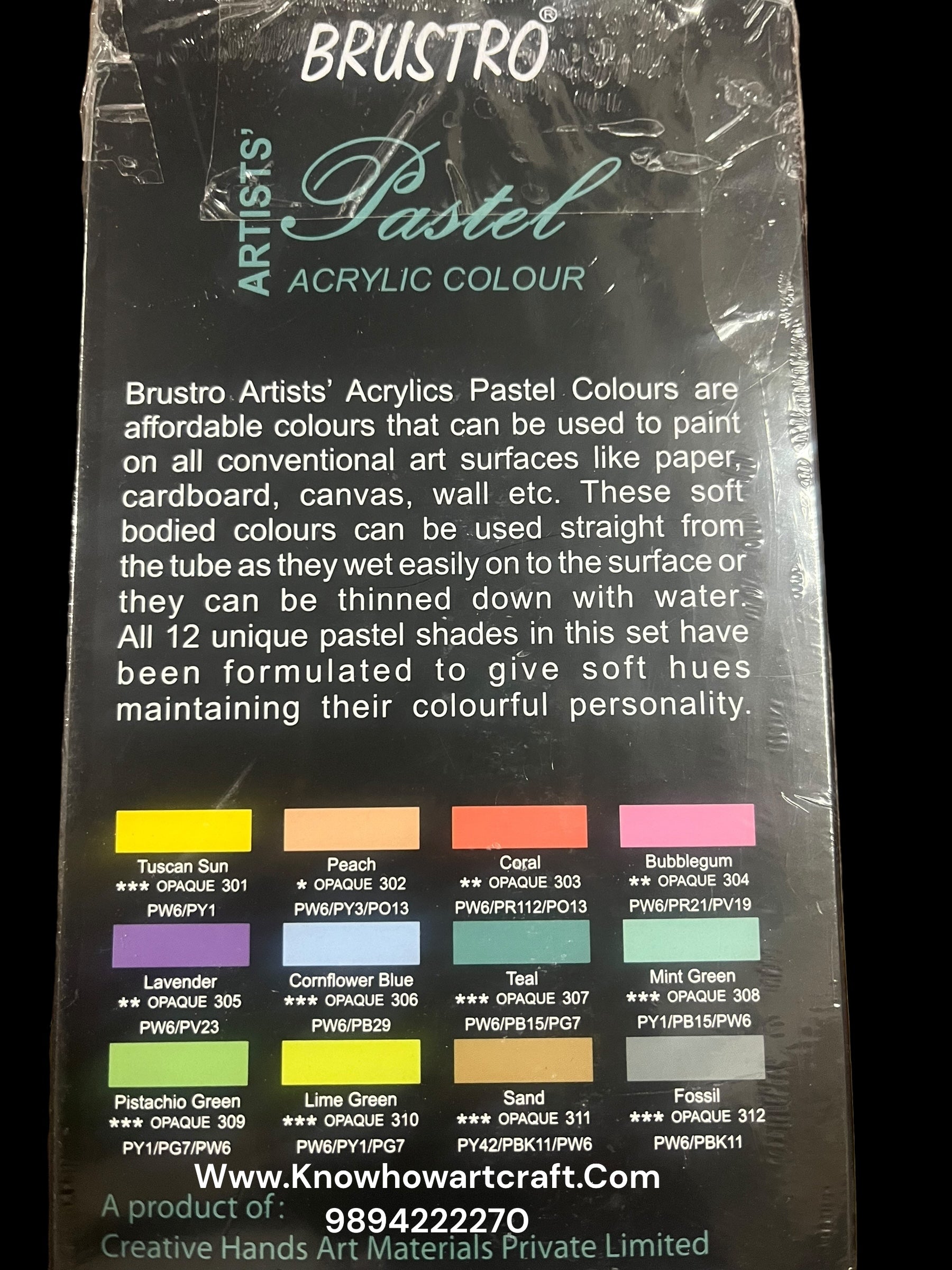 Brustro Artists pastel Acrylic colour 12 shades