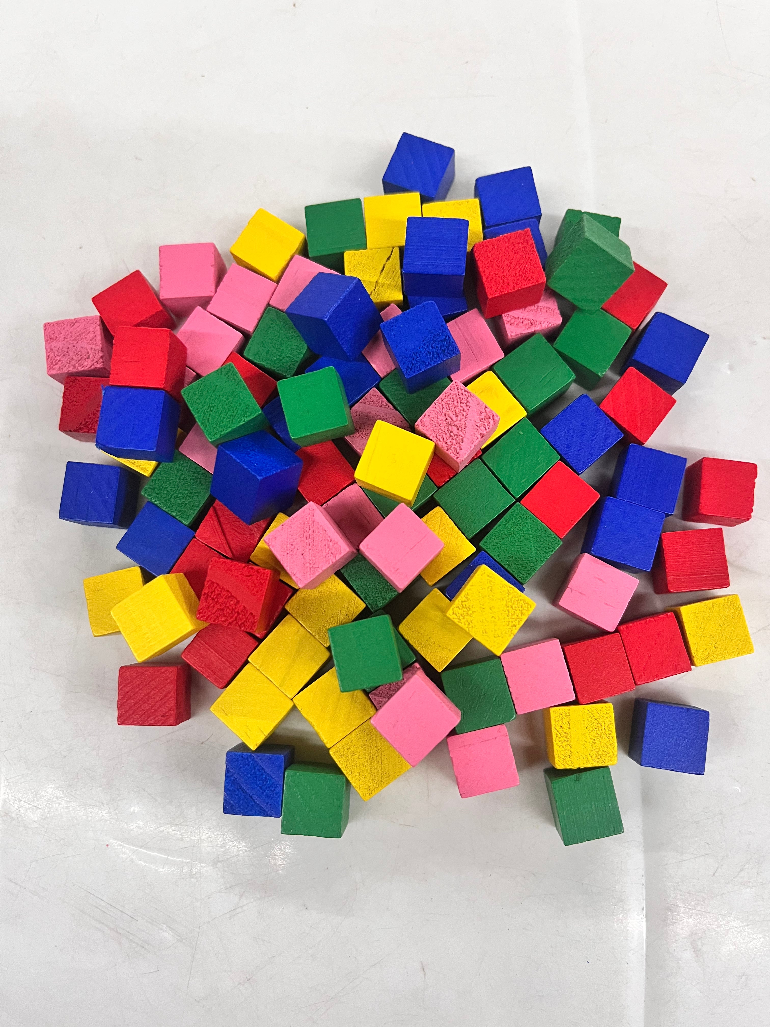 Pine Wood block multicolour cubes -1cmx1cm /1pack. WSCCS
