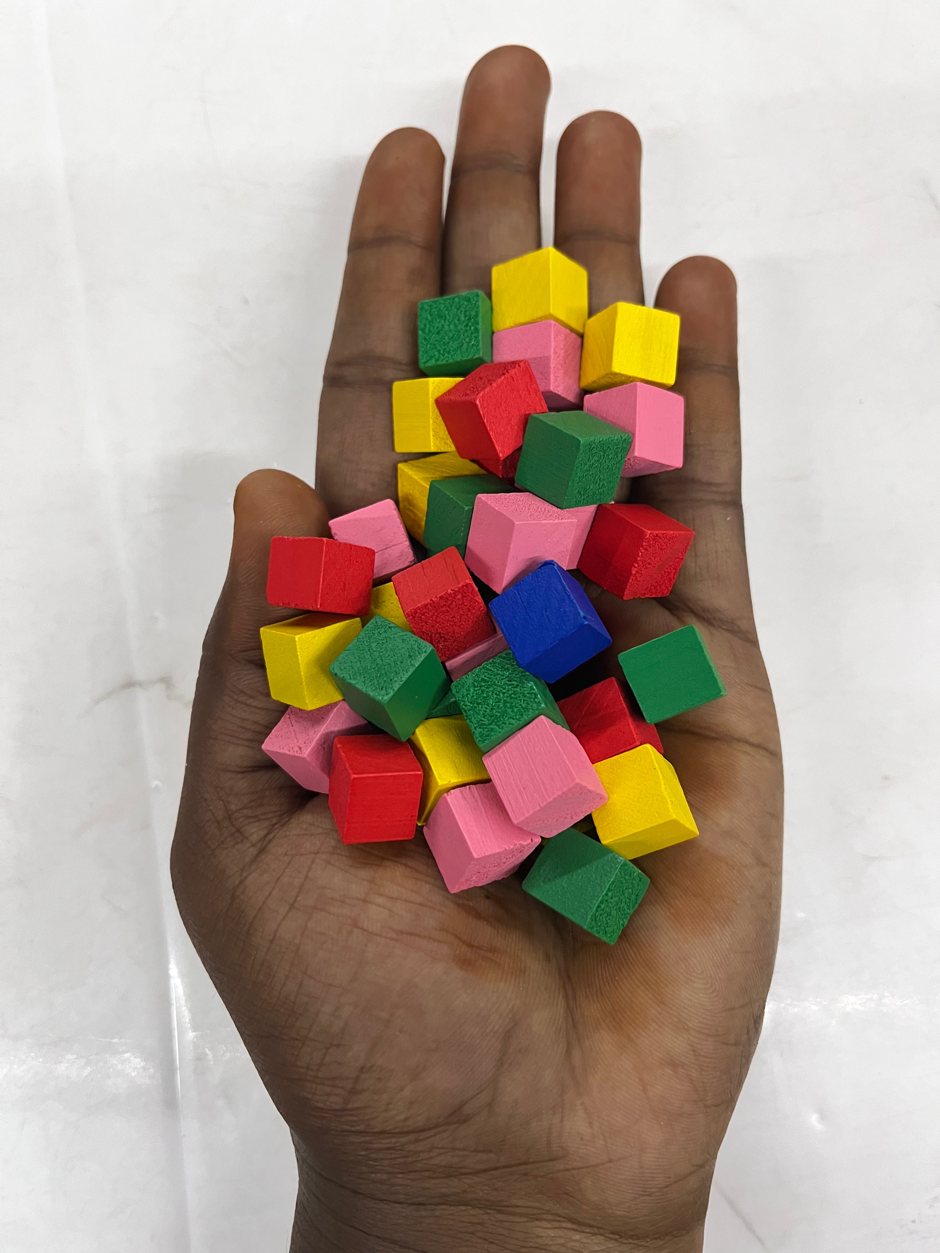 Pine Wood block multicolour cubes -1cmx1cm /1pack. WSCCS