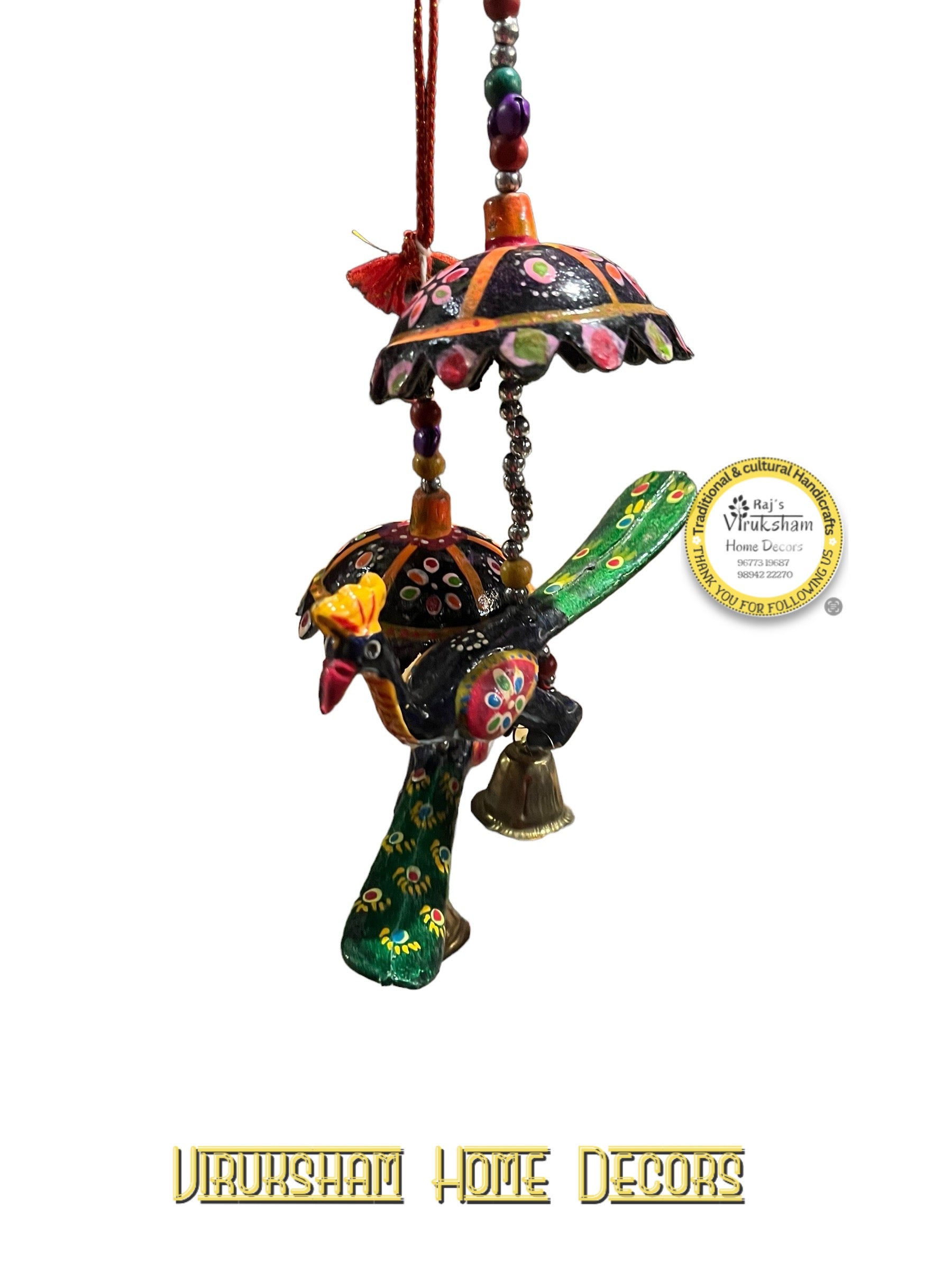 Peacock wind chime (wood) - WPW