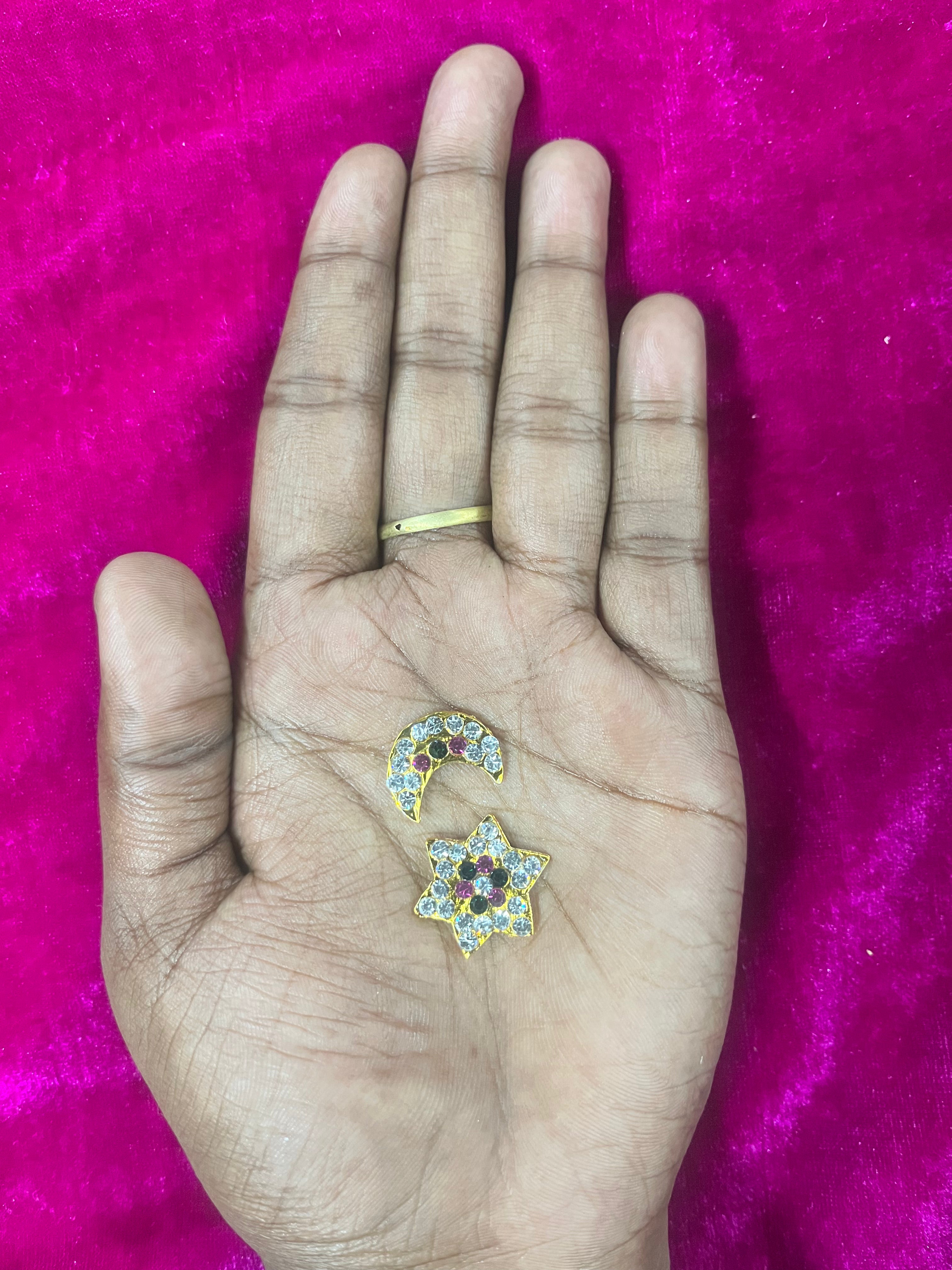 Chandra suriya pirai colour stone fixed small 2pc set Goddess jewellery -1piece pack