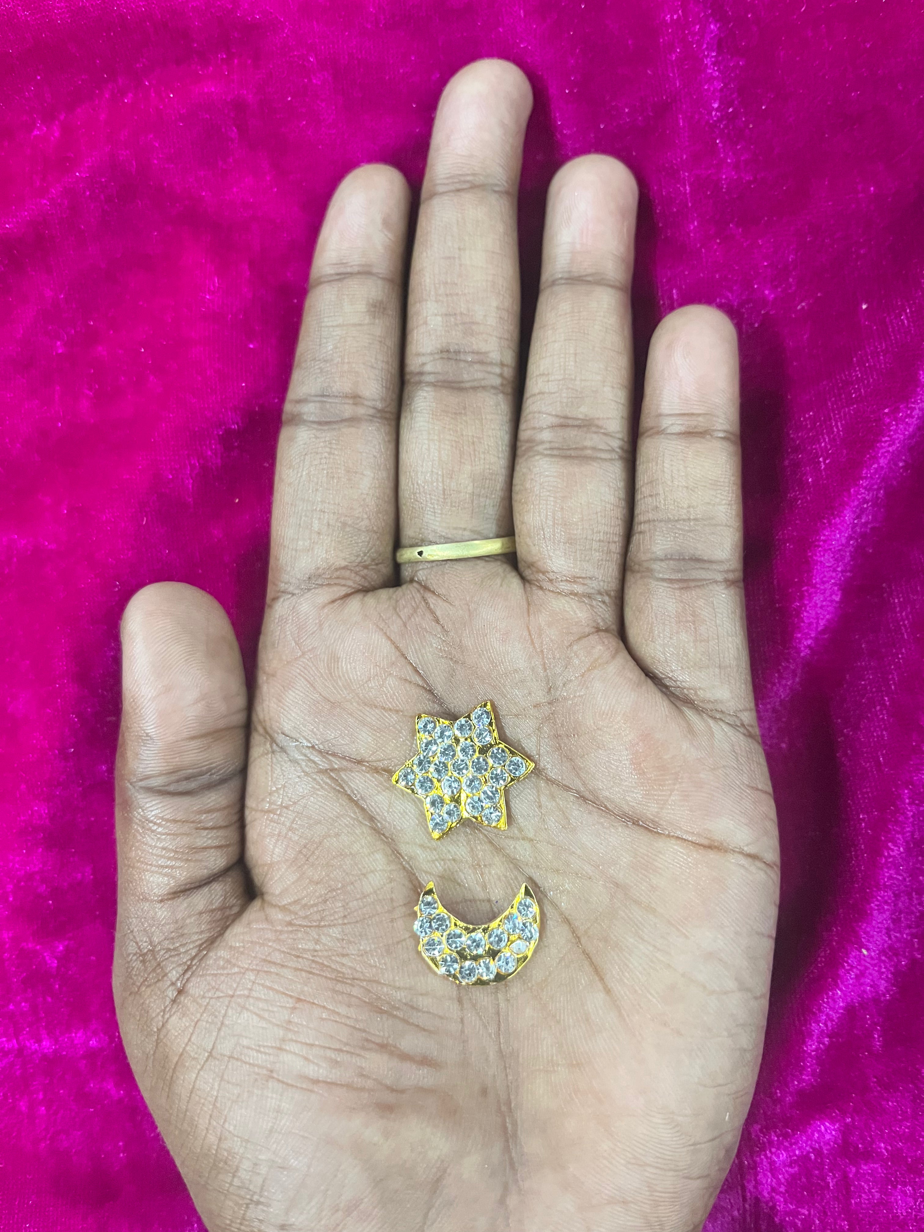 Chandra suriya pirai colour stone fixed small 2pc set Goddess jewellery -1piece pack