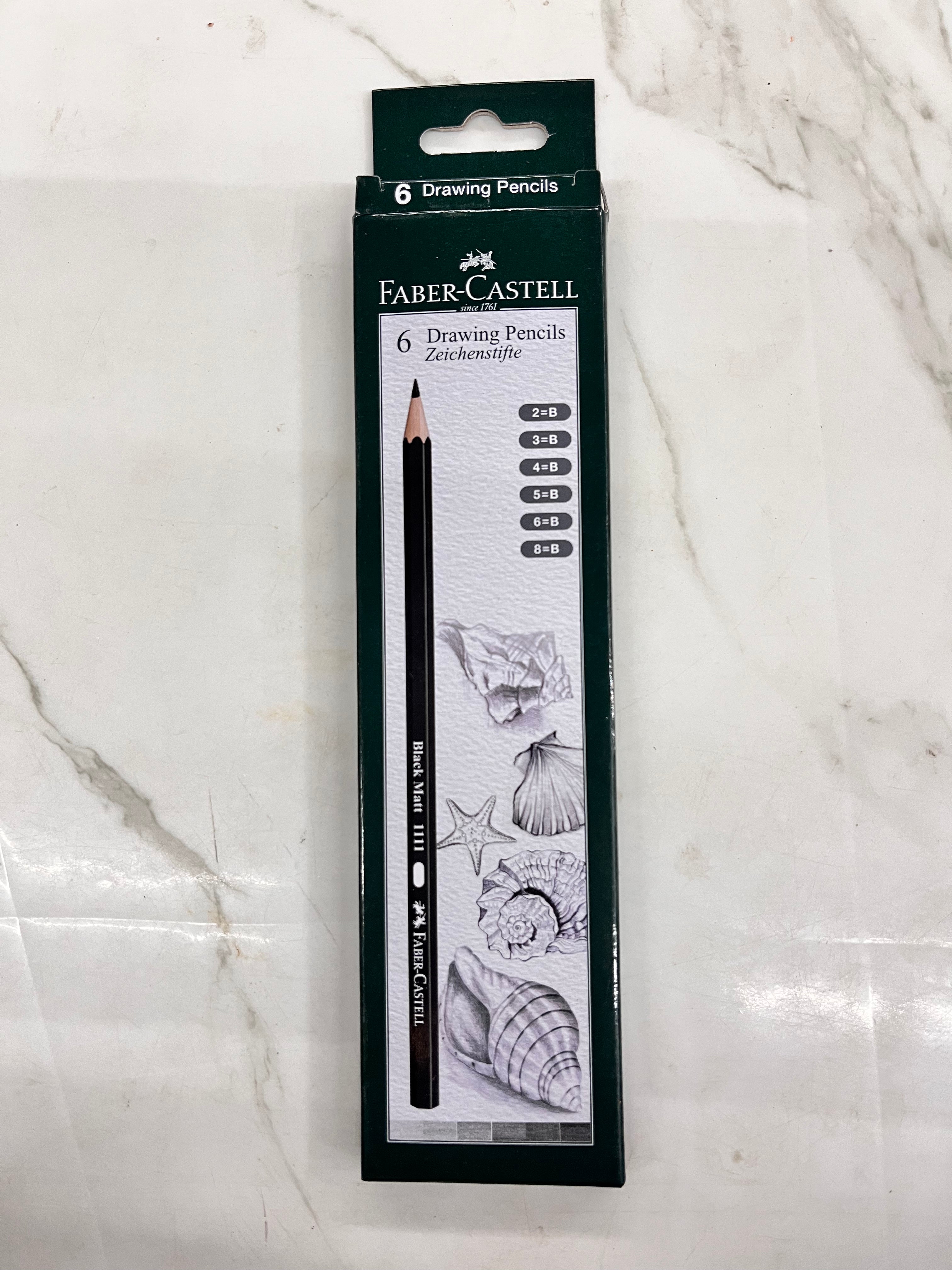 Faber castell 6 drawing pencils zeichenstife 1pack -1161 2b 3b 4b 5b 6b 8b