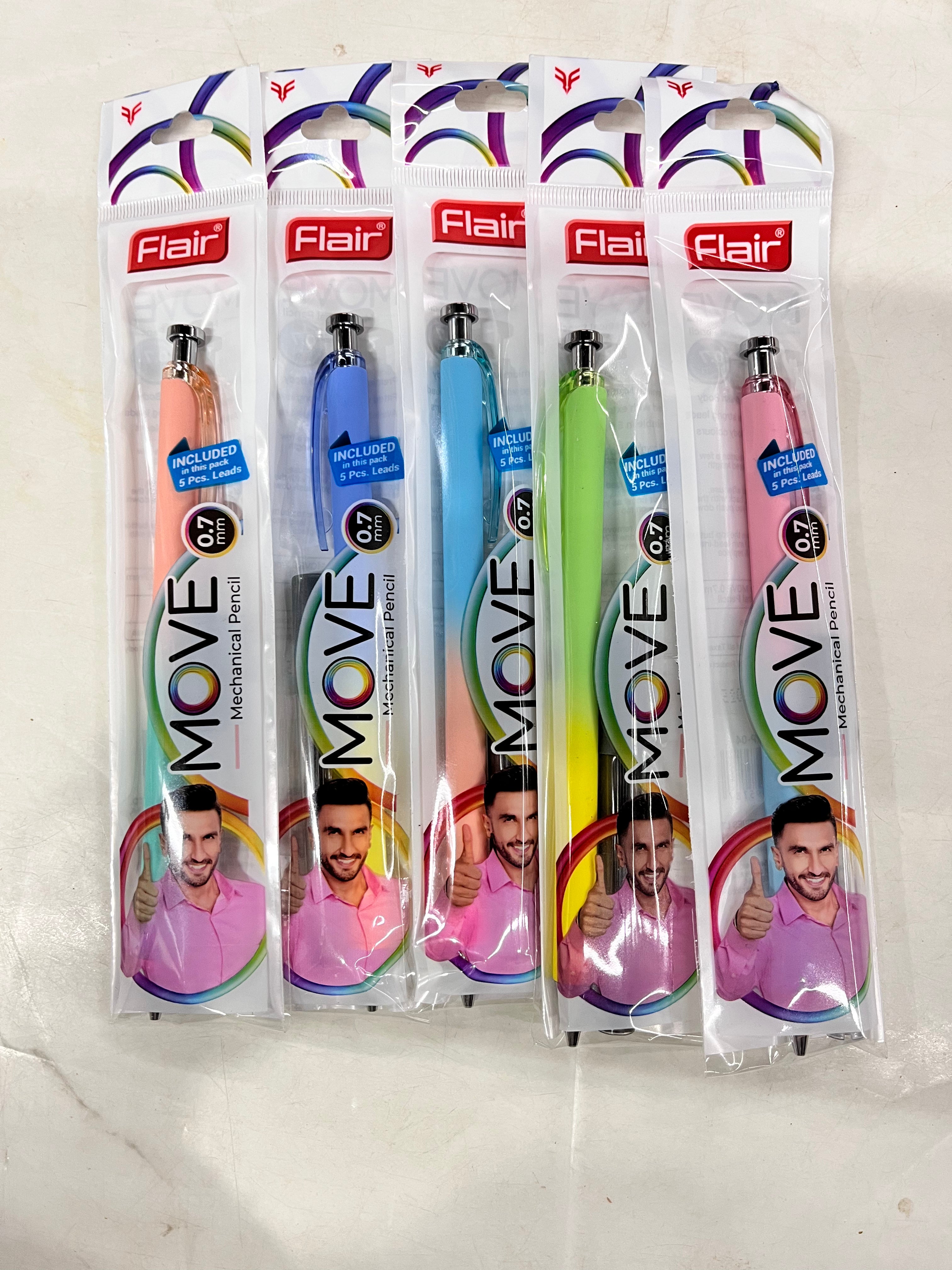 Flair move mechanical pencil 0.7mm included 5pc leads in each pack-1pack