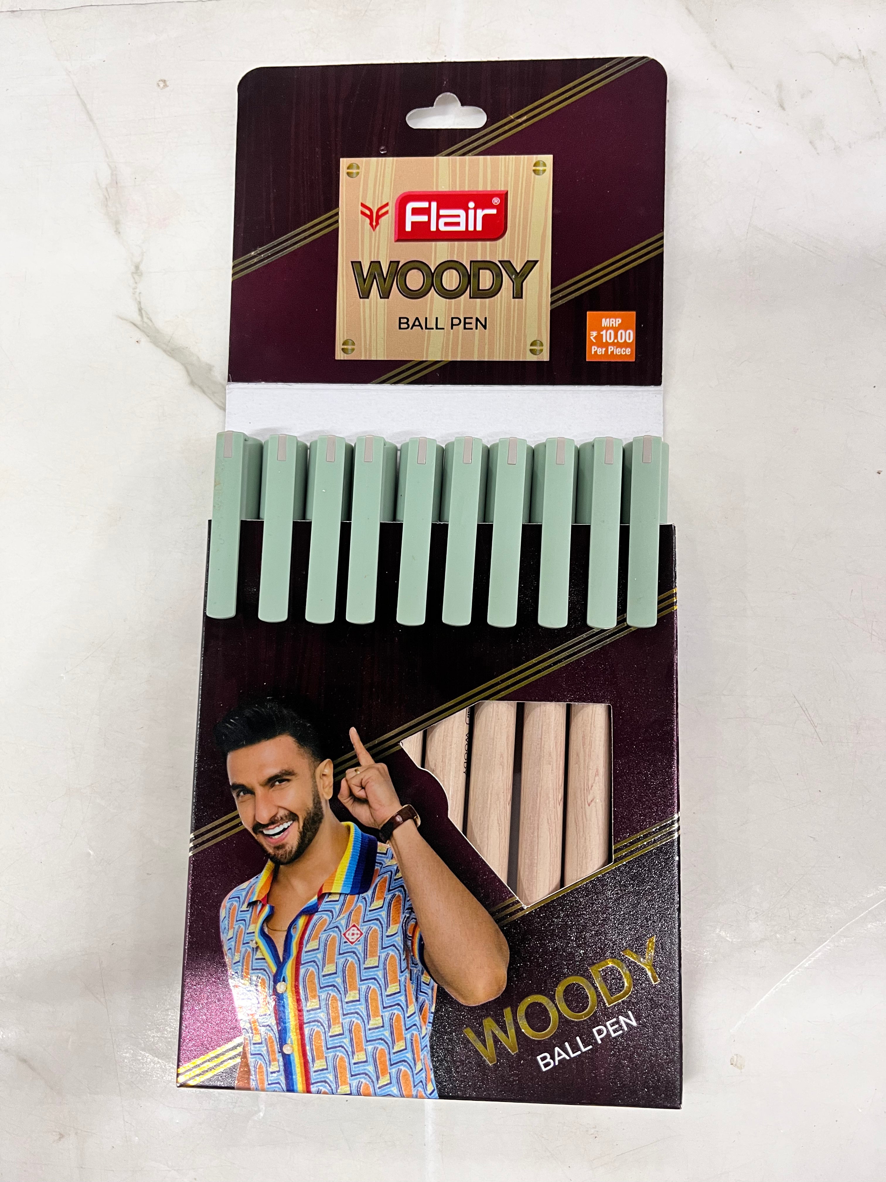 Flair woody ball pen assorted colours -1pack of 10 pen