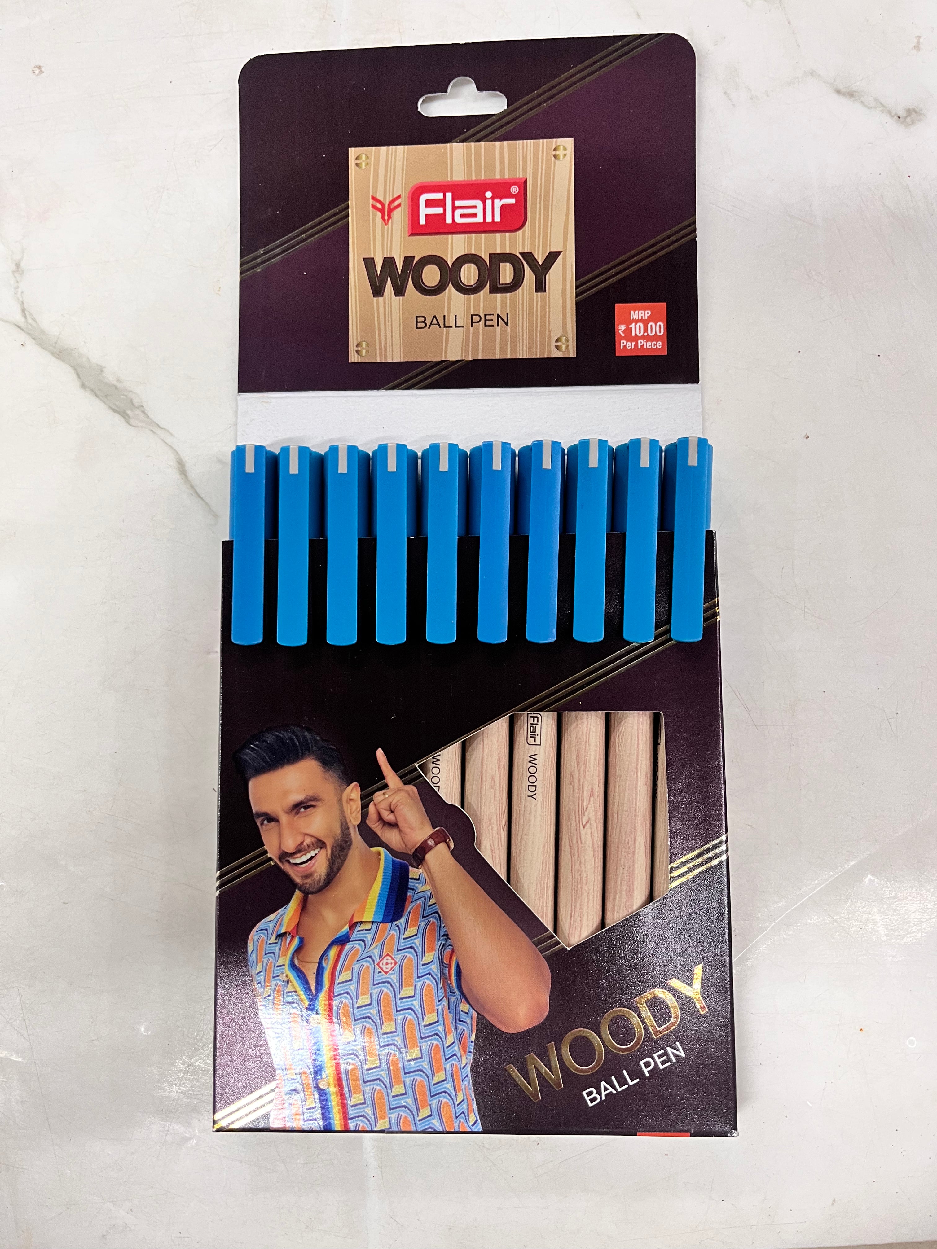 Flair woody ball pen assorted colours -1pack of 10 pen