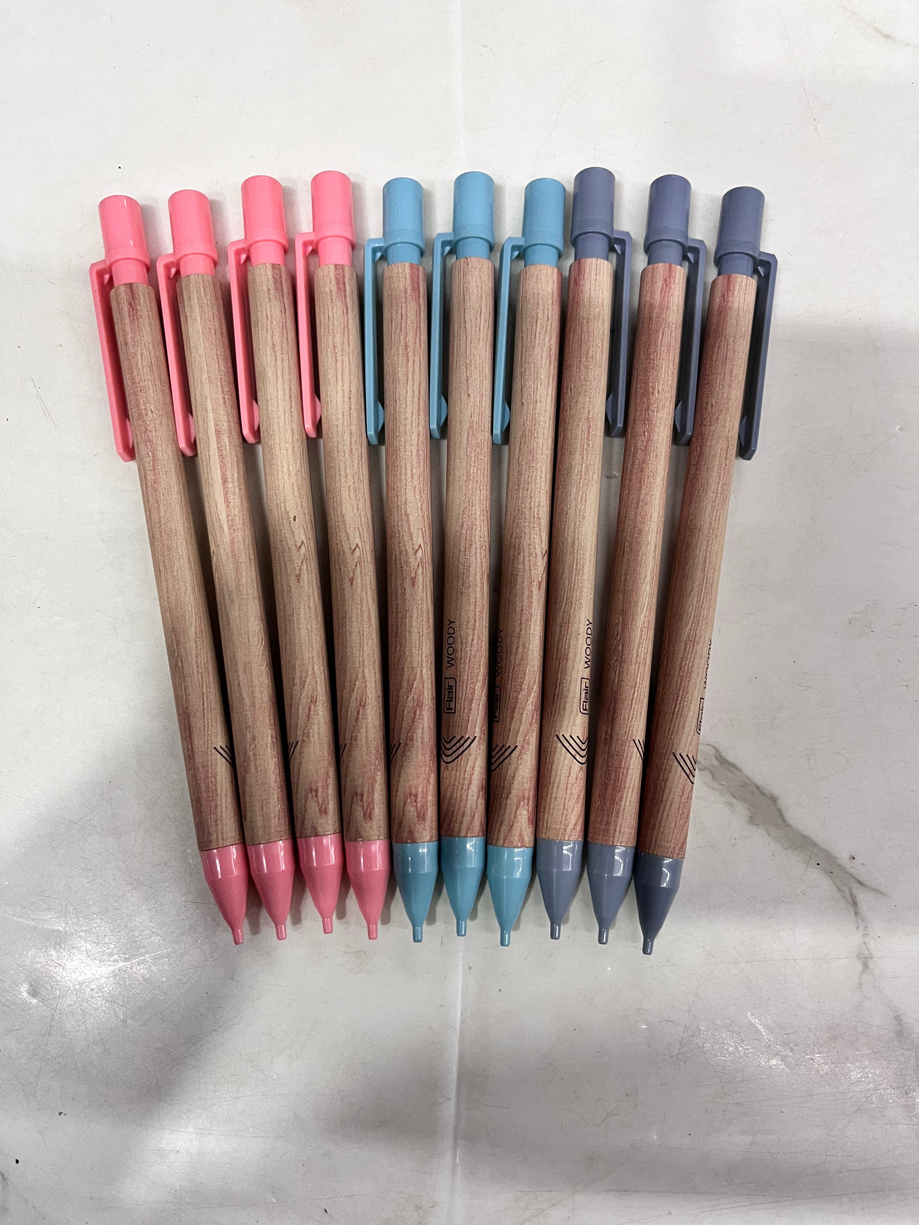 Flair woody mechanical pencils assorted colours -1pack of 10 pen