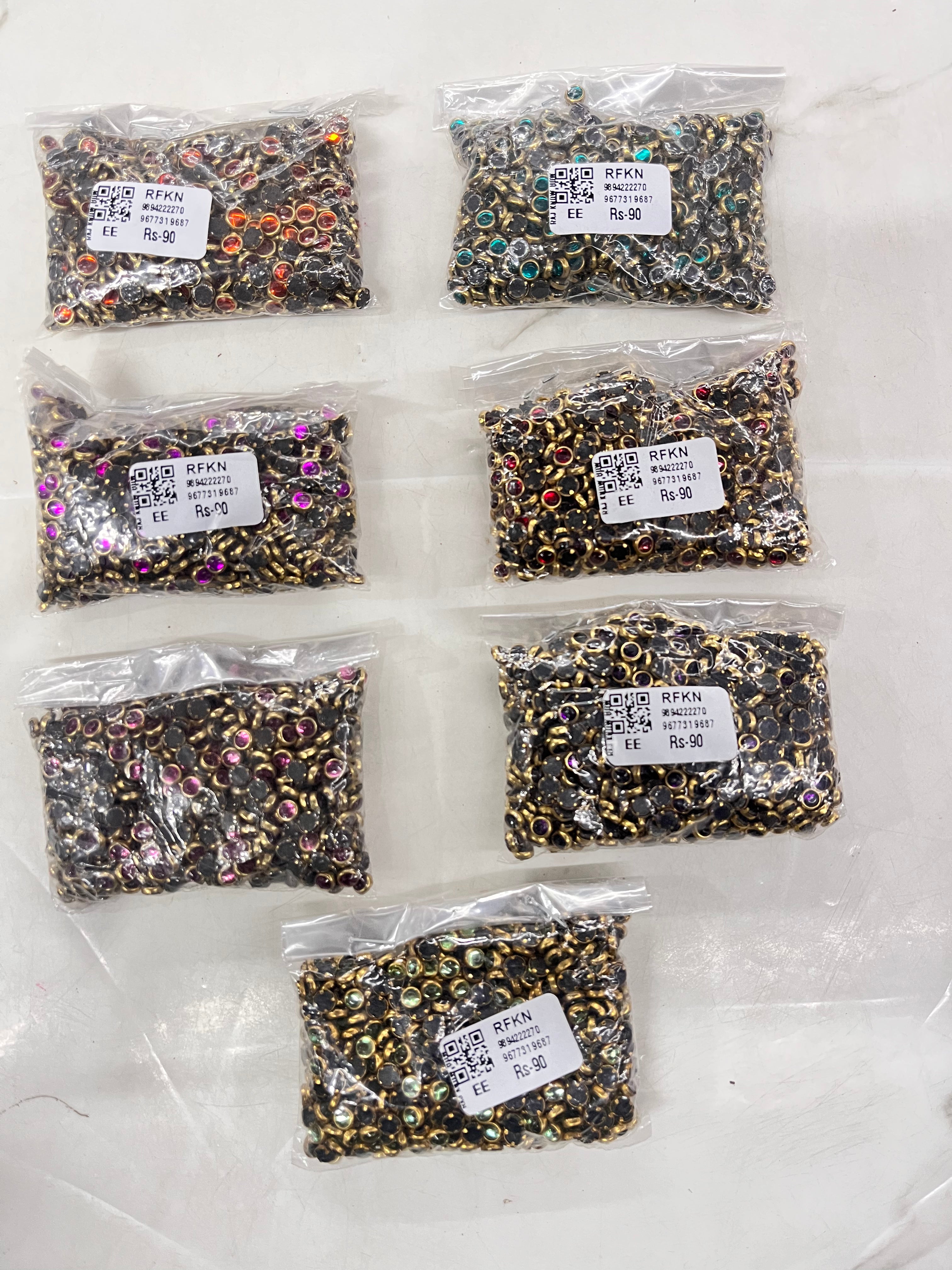Round frame kundan stone 4mm 50g-1pack difference colours available-RFKN