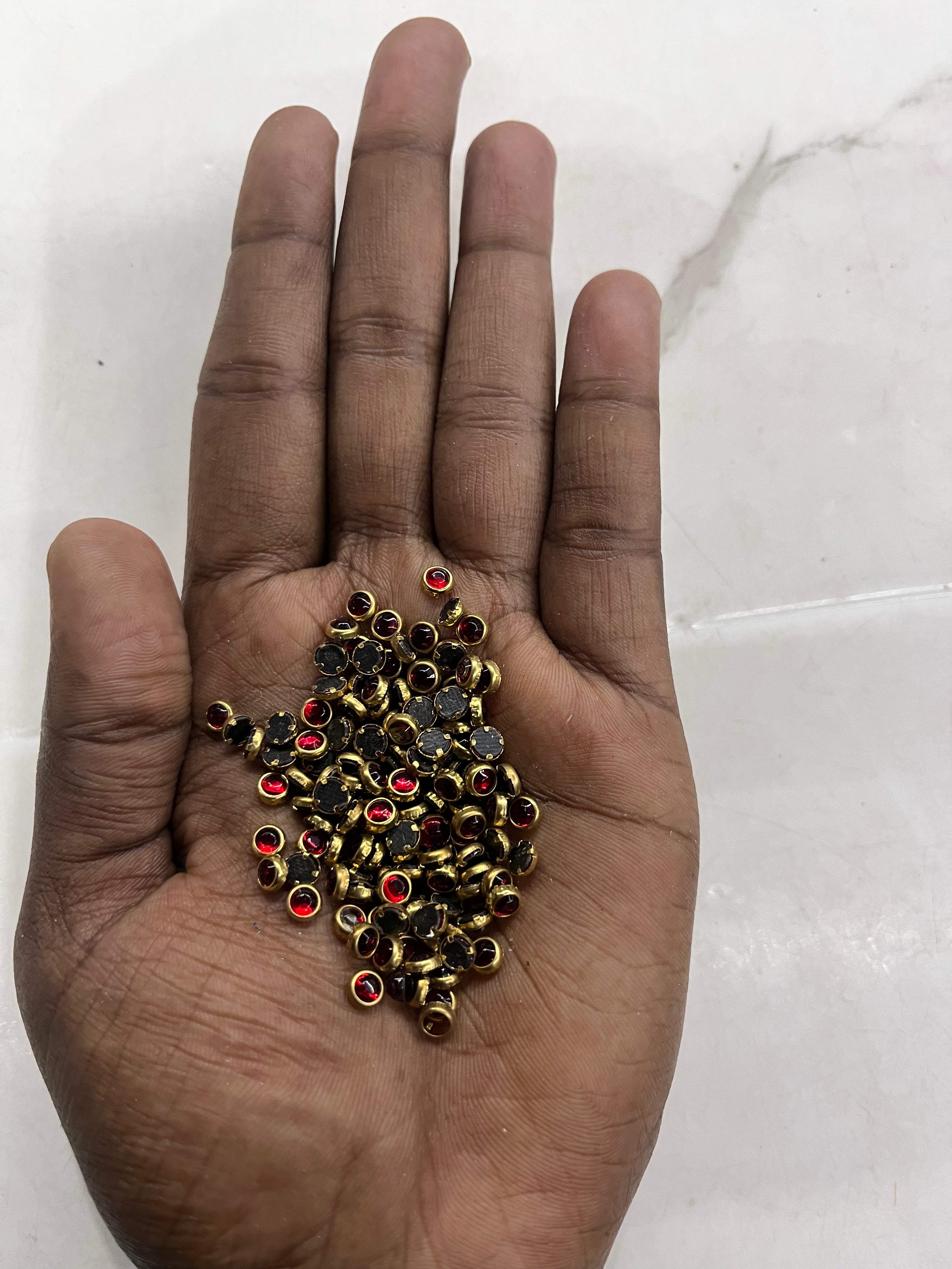 Round frame kundan stone 4mm 50g-1pack difference colours available-RFKN