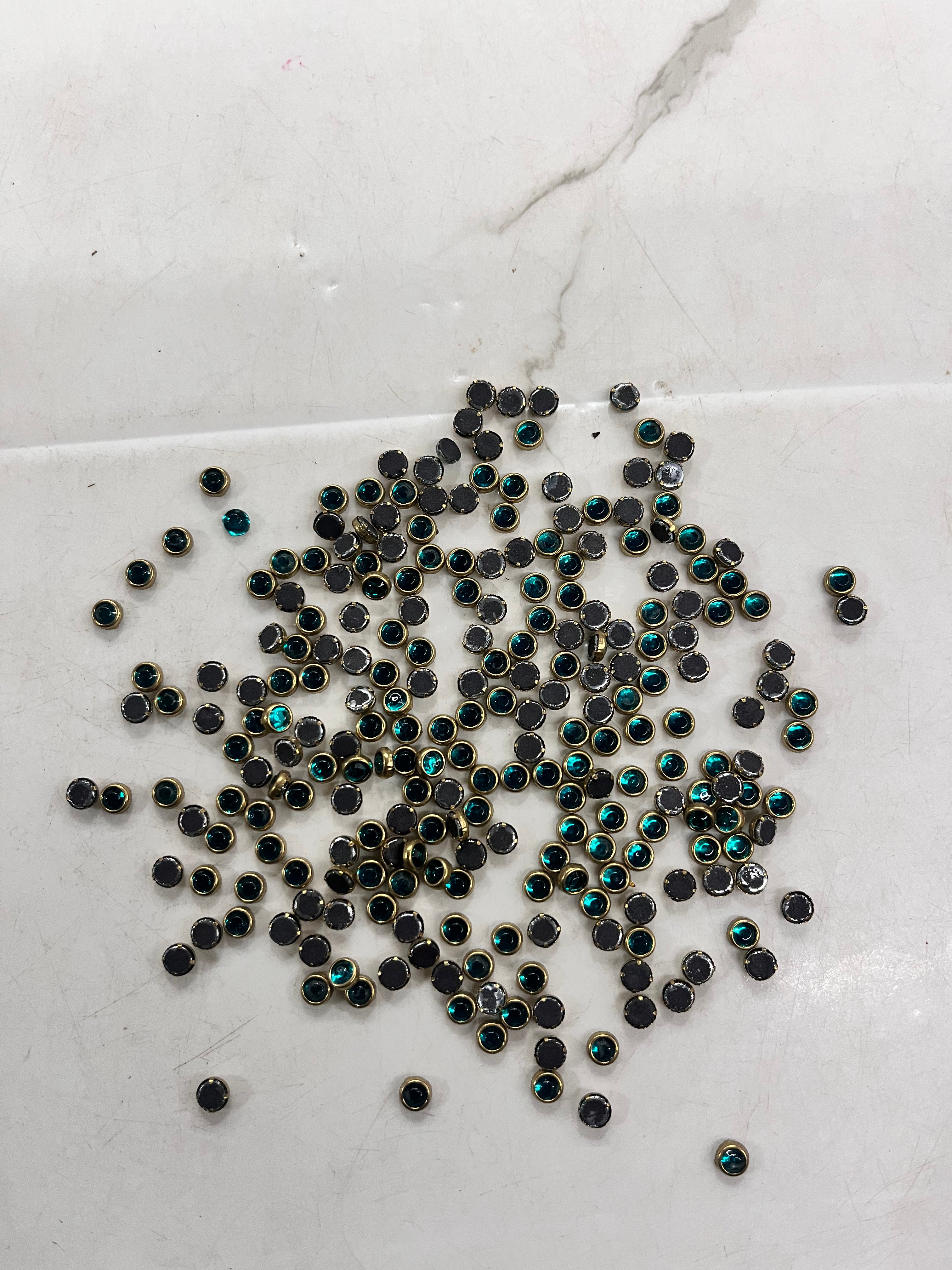 Round frame kundan stone 4mm 50g-1pack difference colours available-RFKN