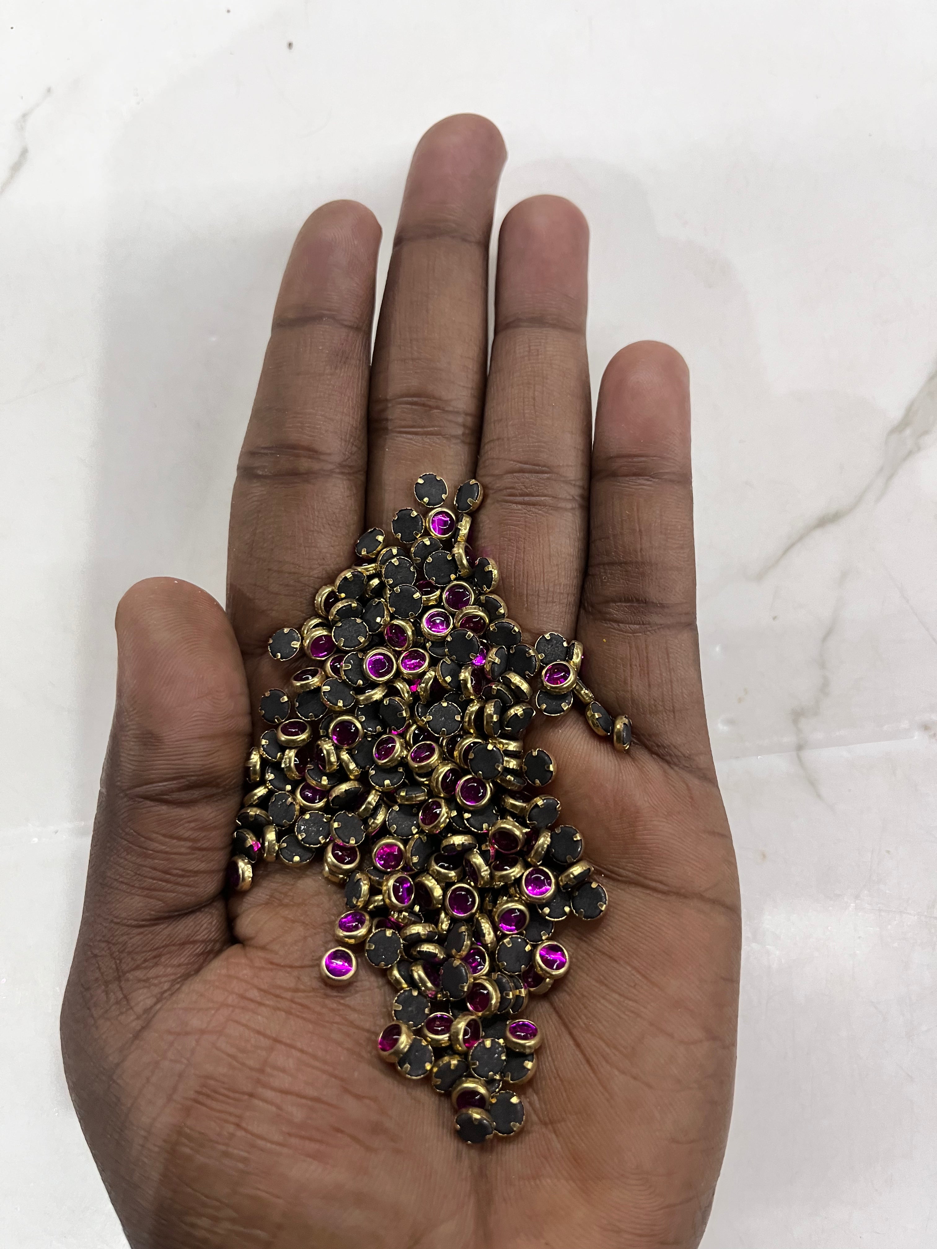 Round frame kundan stone 4mm 50g-1pack difference colours available-RFKN