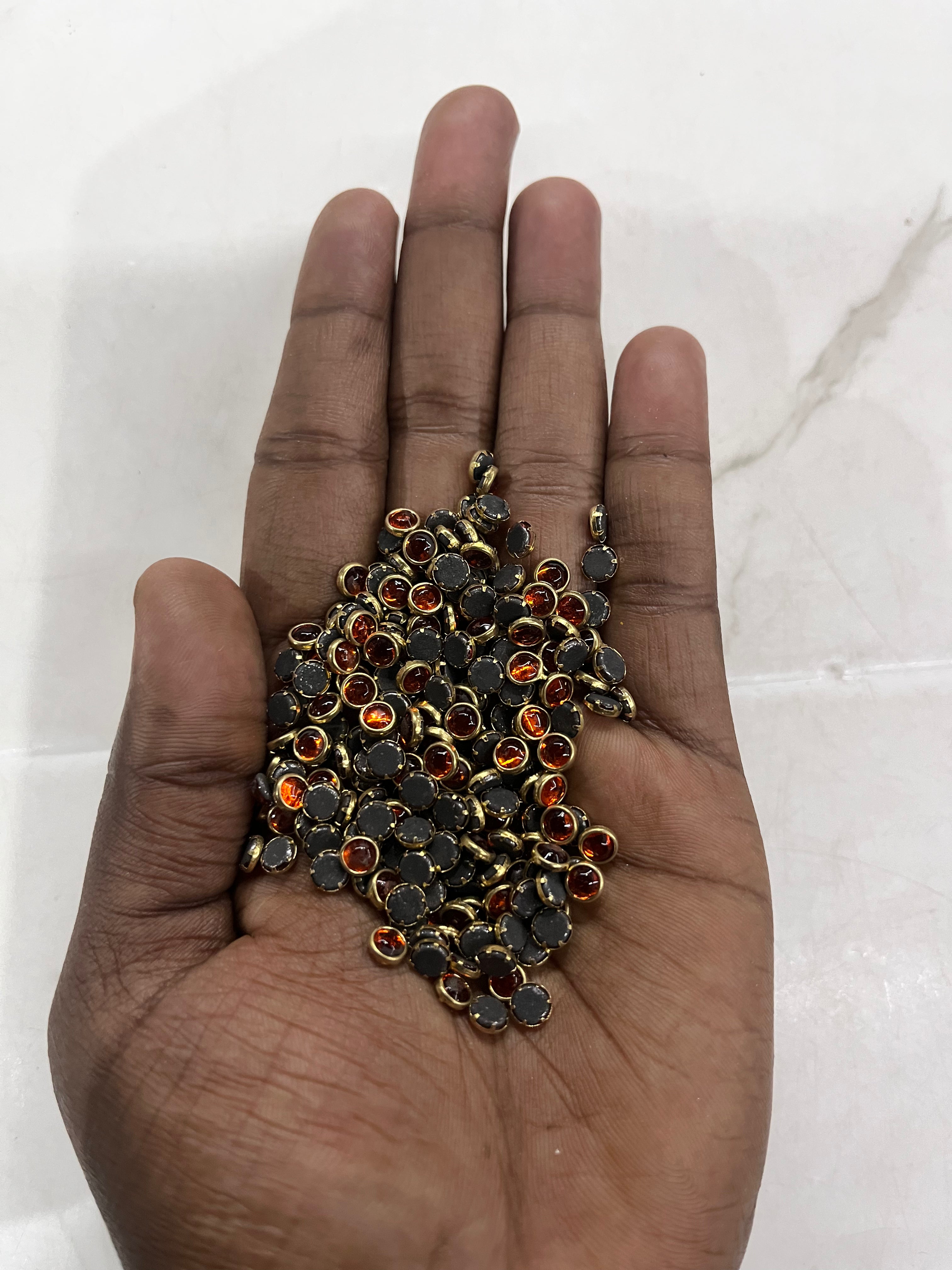 Round frame kundan stone 4mm 50g-1pack difference colours available-RFKN