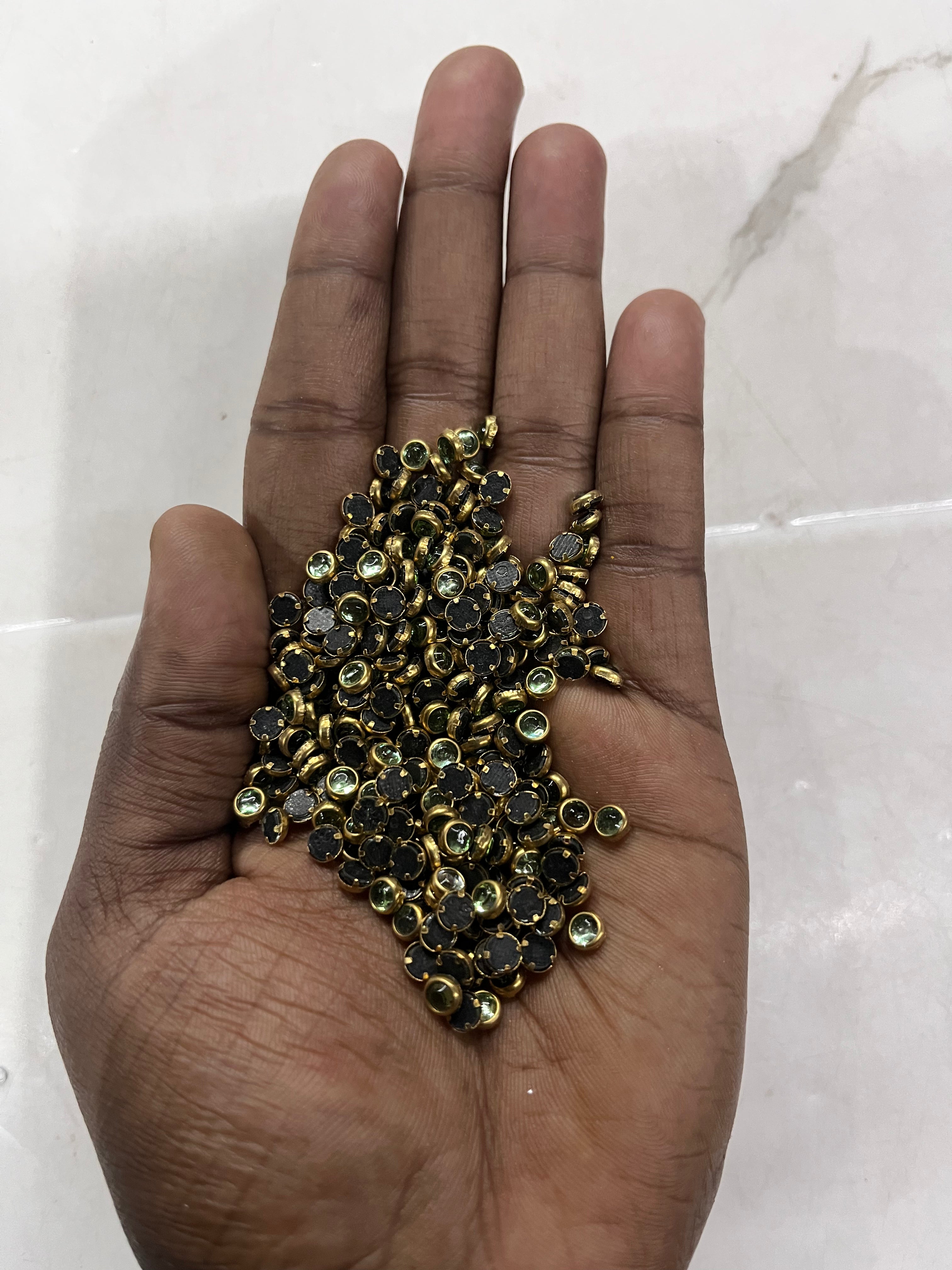 Round frame kundan stone 4mm 50g-1pack difference colours available-RFKN