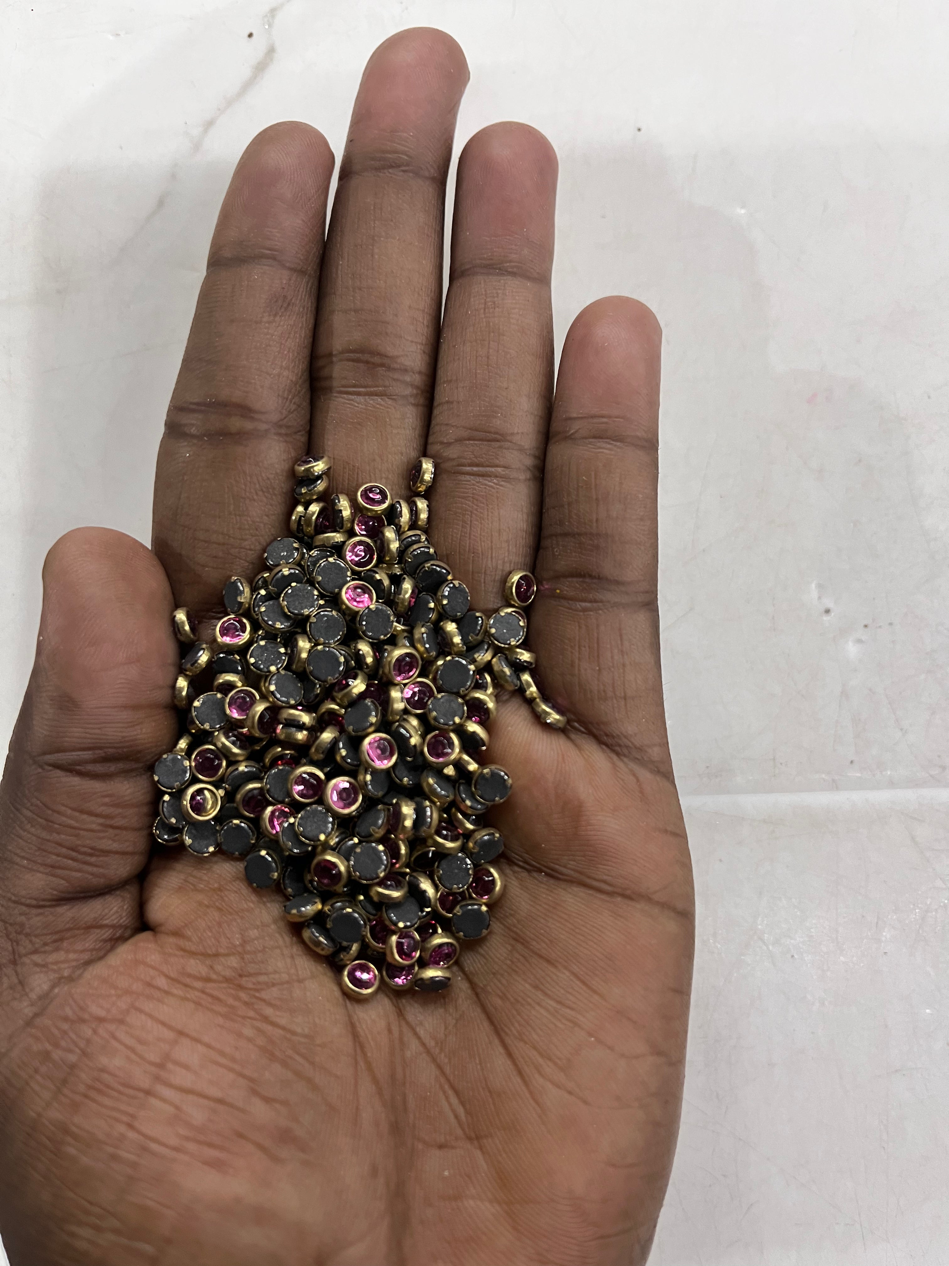 Round frame kundan stone 4mm 50g-1pack difference colours available-RFKN