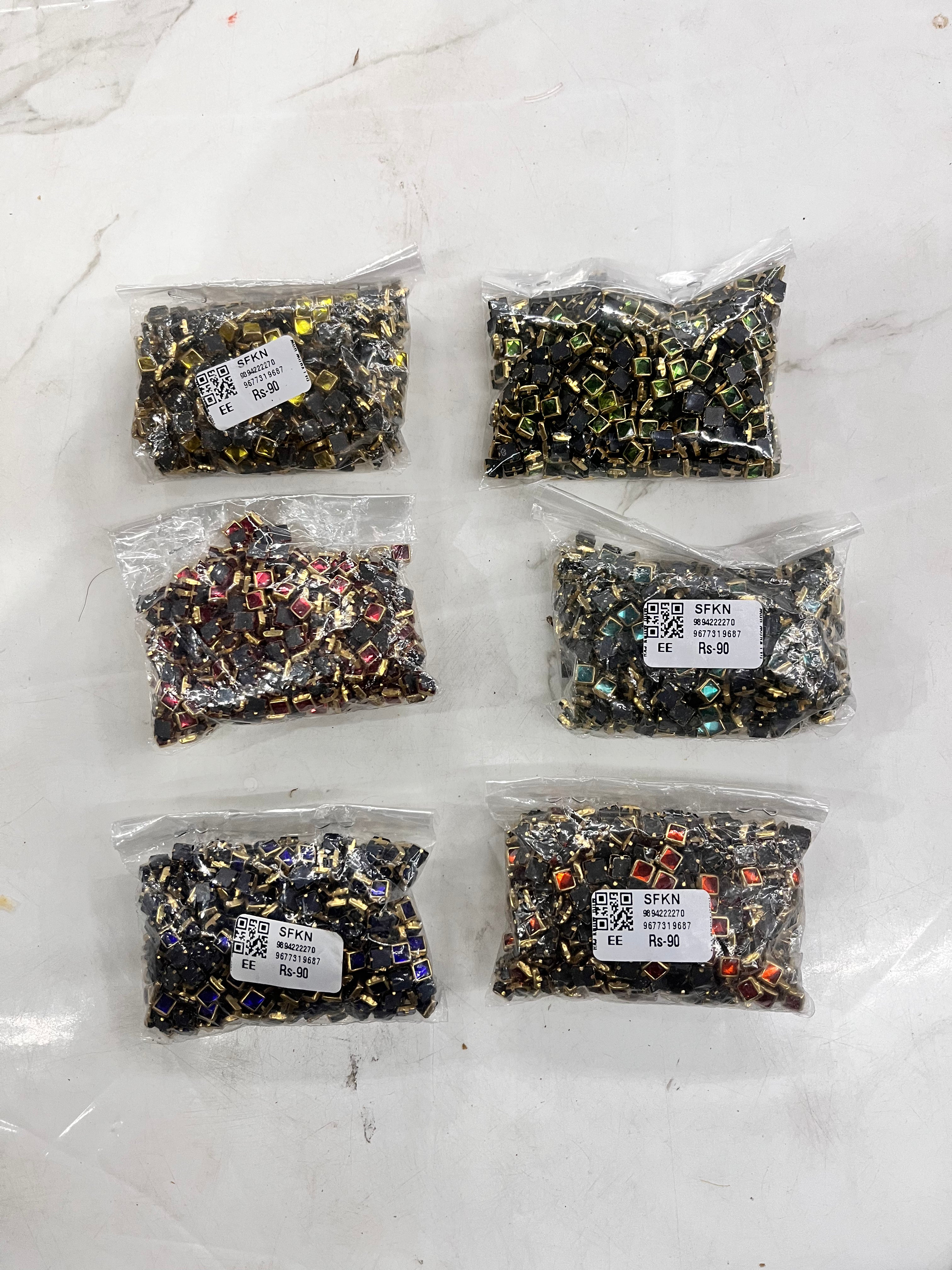 Square frame kundan stone  50g-1pack difference colours available -RFKN