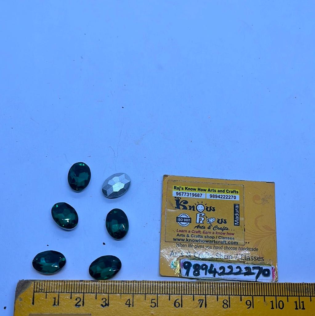 10x14 AD green  stone Tanjore Painting American diamond stones-6 stones in a pack