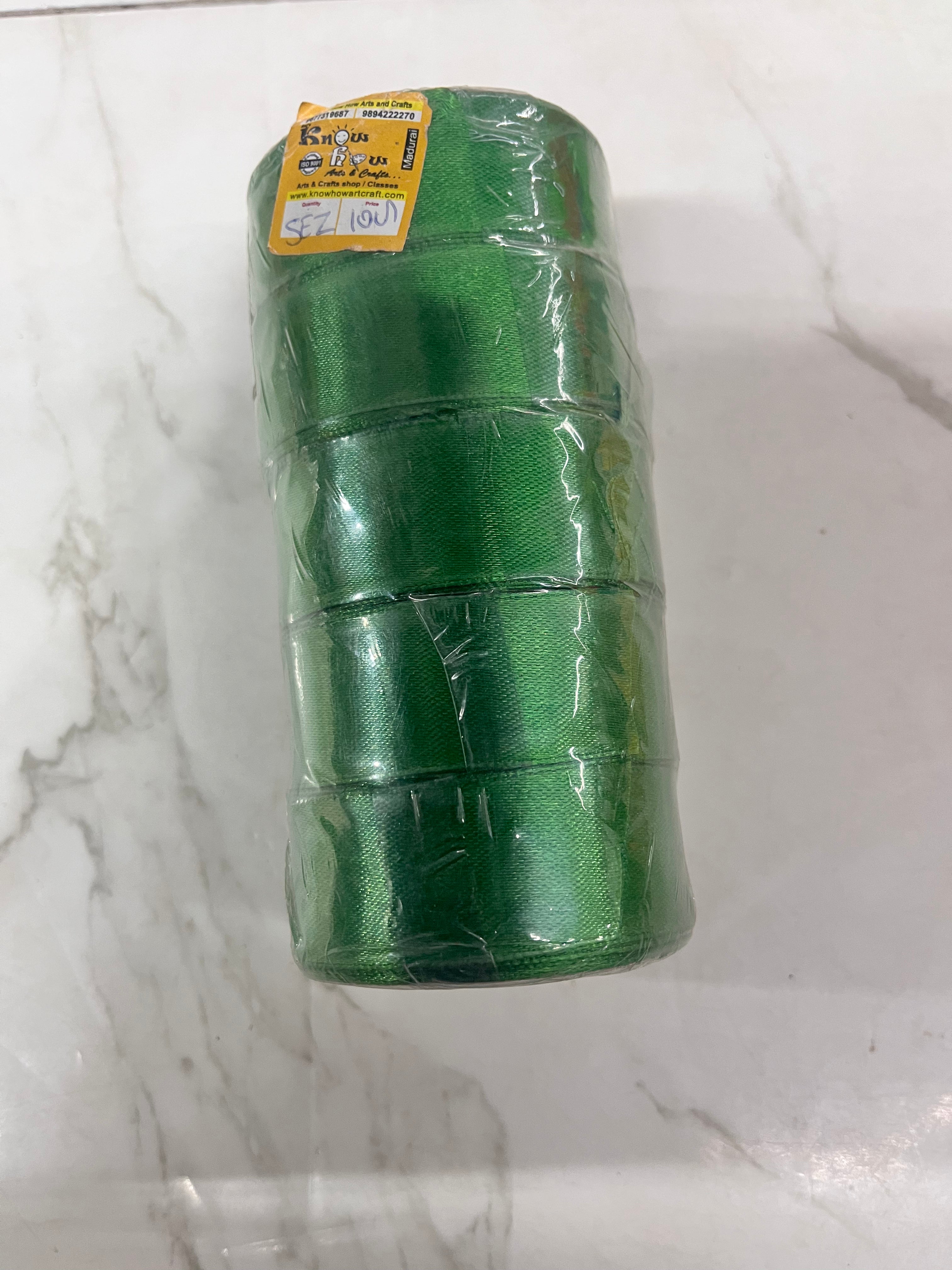 Satin ribbon-Dark green 1 inch